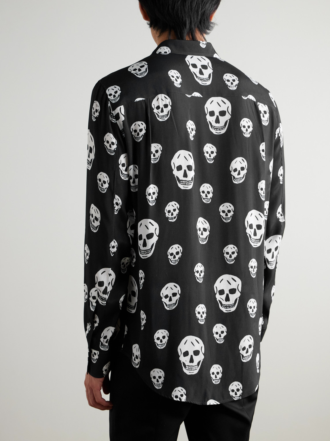 Alexander Mcqueen Printed Satin Shirt In Black