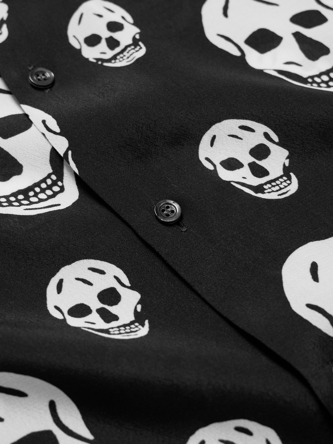 Alexander Mcqueen Printed Satin Shirt In Black