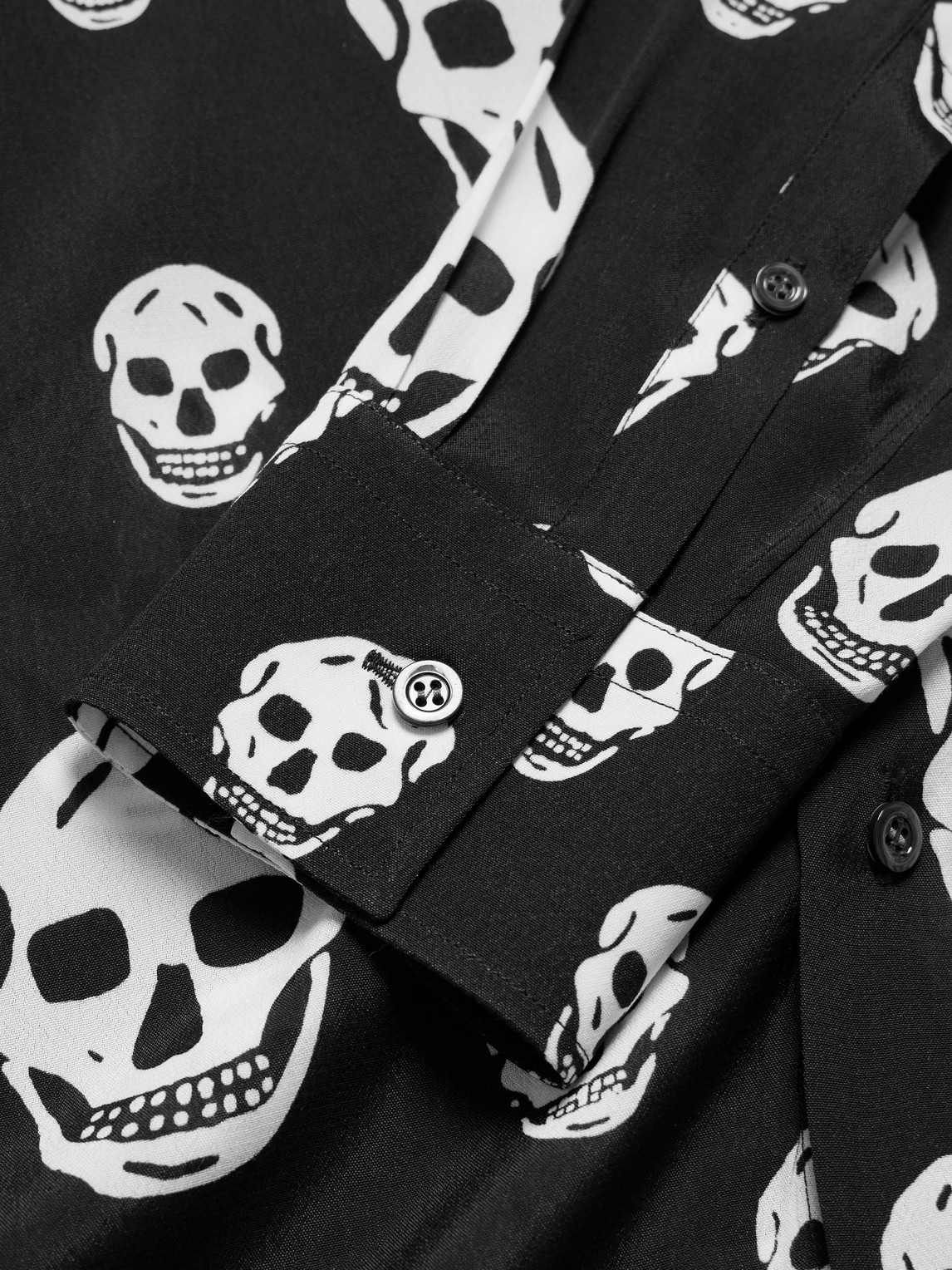 Alexander Mcqueen Printed Satin Shirt In Black