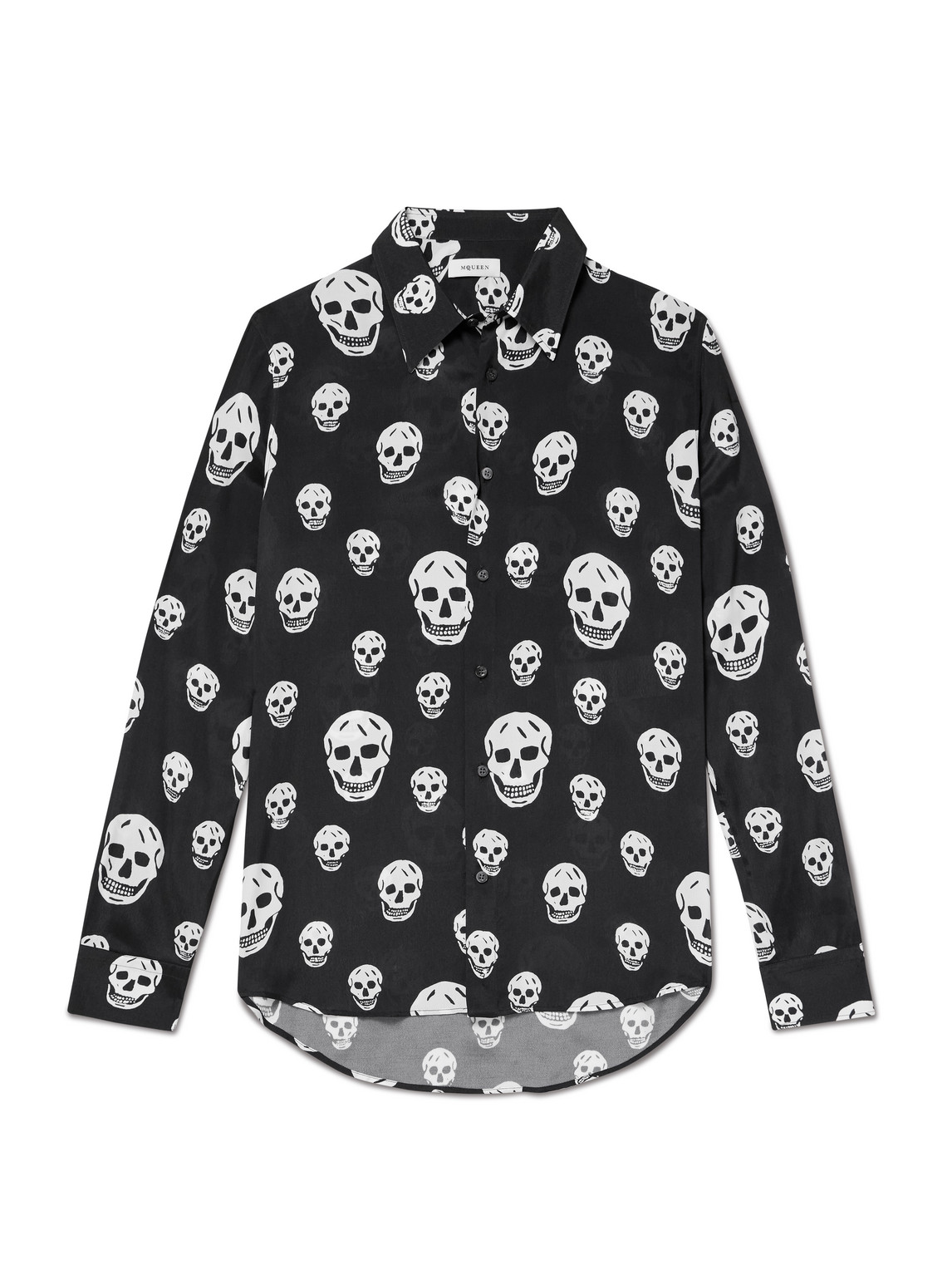 Alexander Mcqueen Printed Satin Shirt In Black