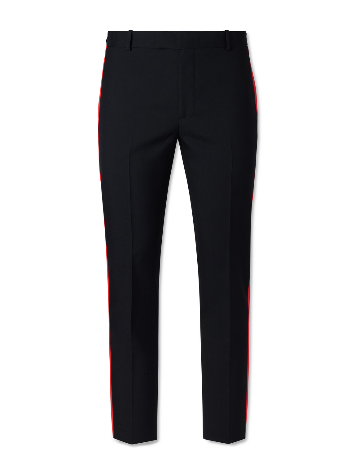 Alexander Mcqueen Slim-fit Straight-leg Pleated Wool Trousers In Black
