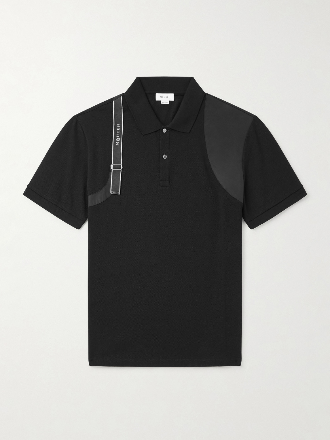 McQueen Harness-Detailed Cotton-Piqué Polo Shirten