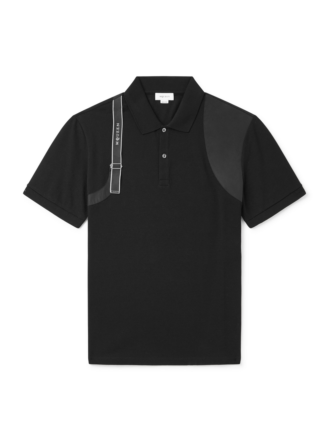 Alexander Mcqueen Harness-detailed Cotton-piqué Polo Shirt In Animal Print