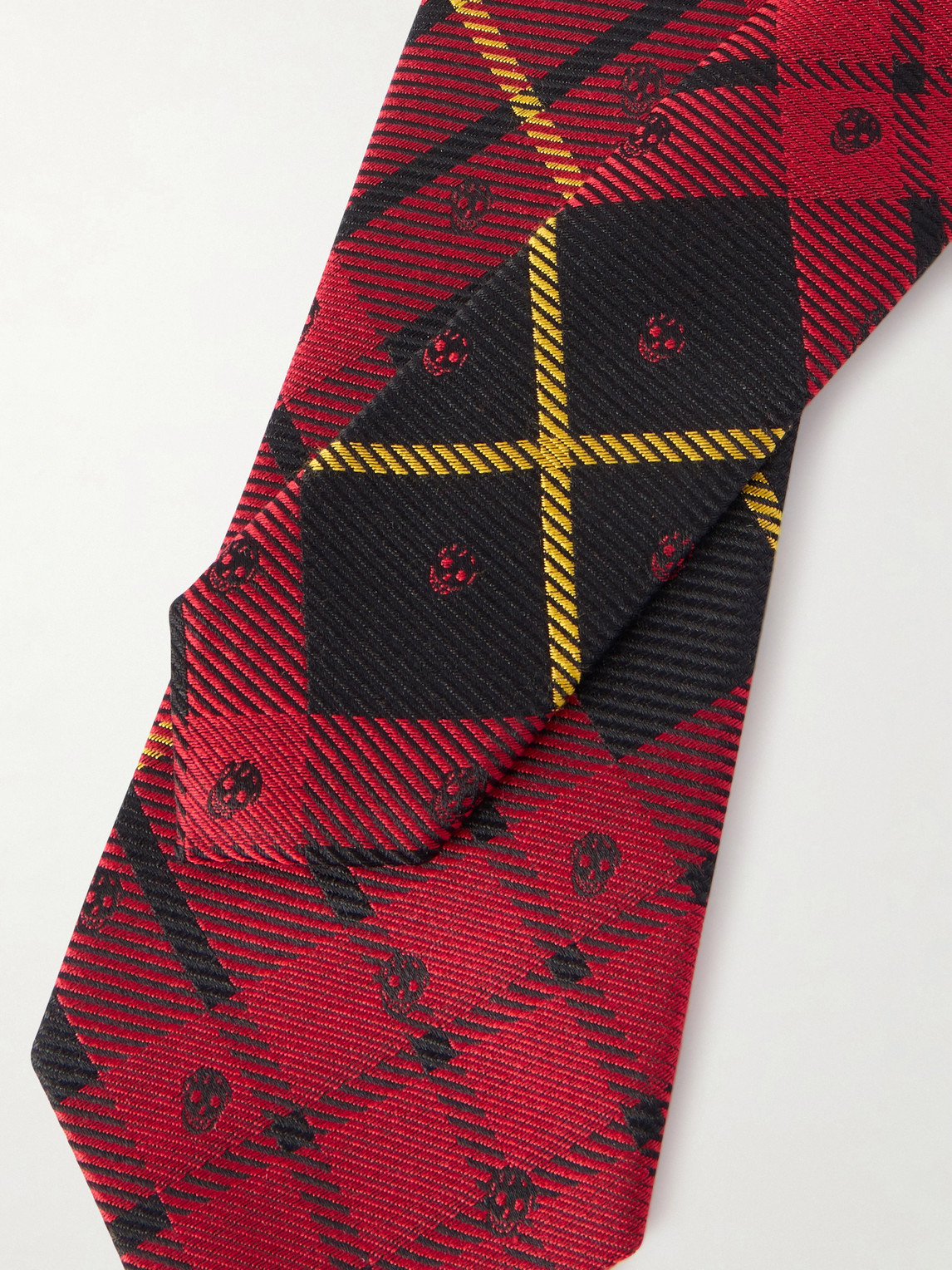  Mcqueen - 8cm Logo-embroidered Checked Silk Tie - Men - Red 