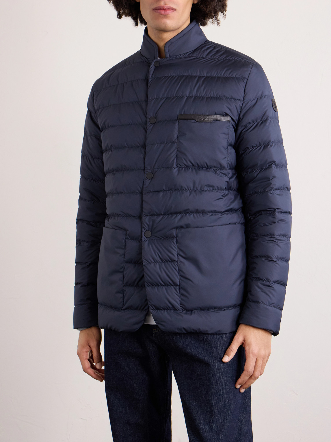 Kenai Leather-Trimmed Quilted Shell Down Jacket