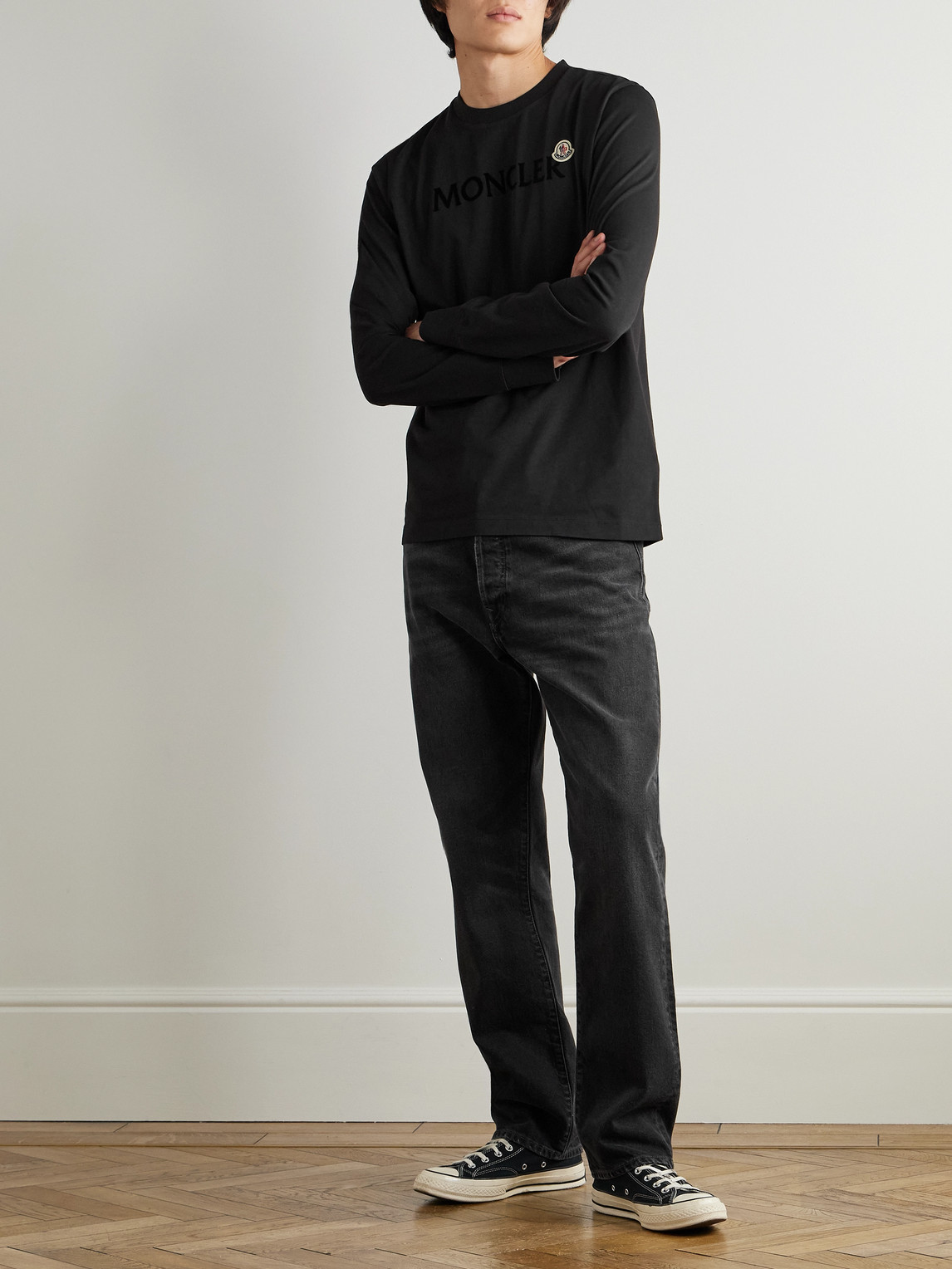 Logo-Flocked Cotton-Jersey T-Shirt
