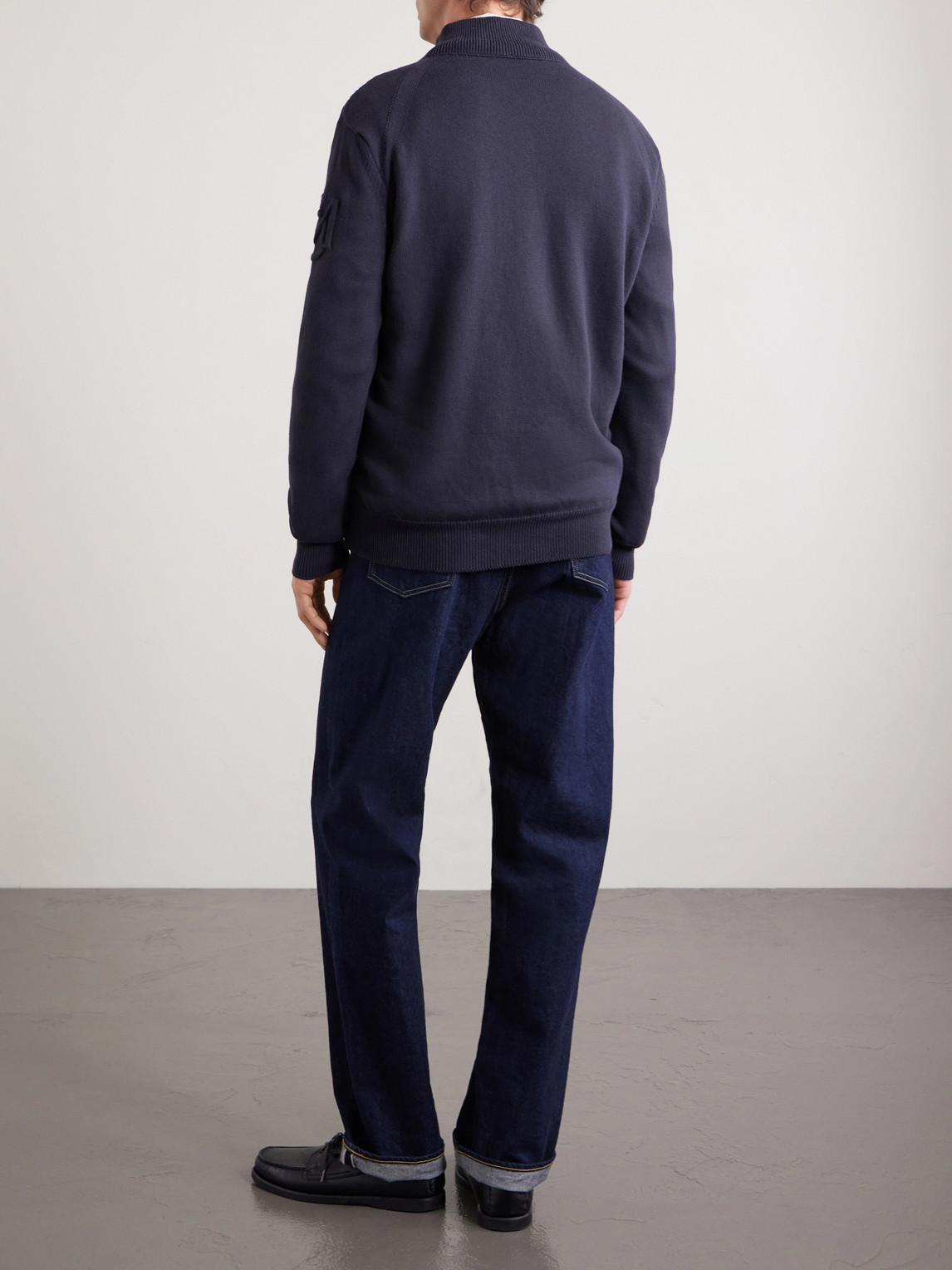Panelled Cotton And Quilted Shell Down Zip-Up Cardigan