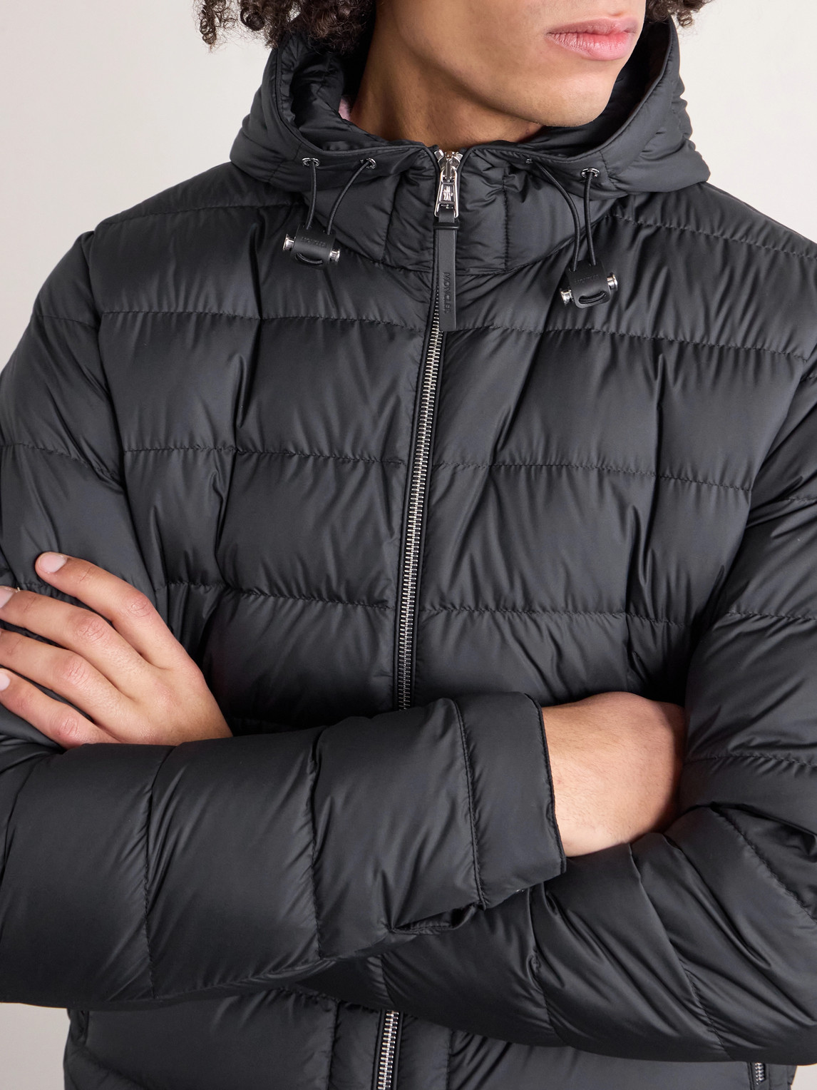 Sestriere Slim-Fit Leather-Trimmed Quilted Shell Hooded Down Jacket