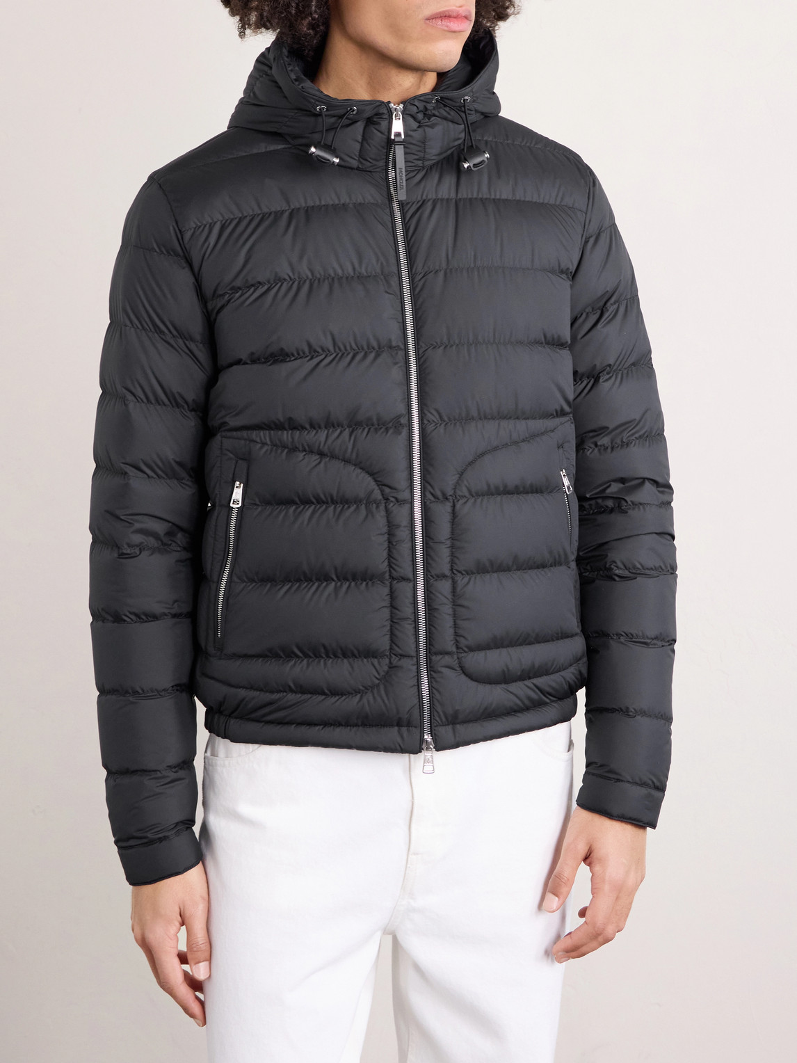 Sestriere Slim-Fit Leather-Trimmed Quilted Shell Hooded Down Jacket