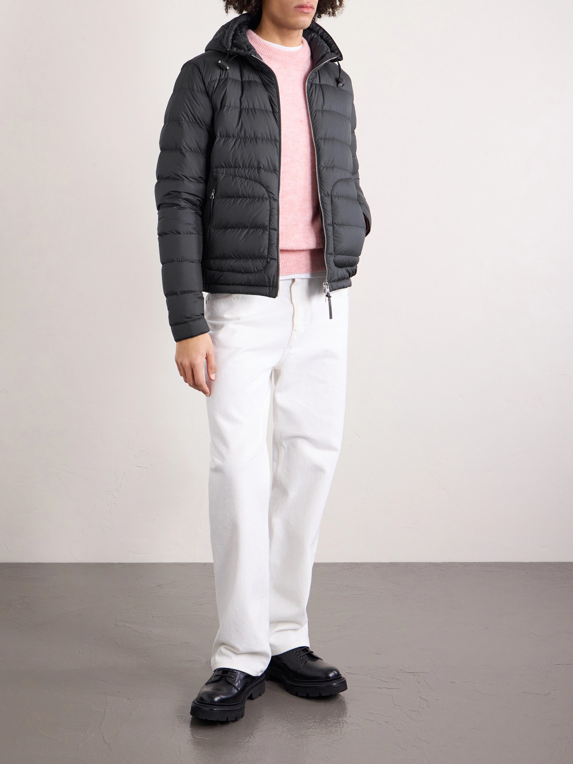 Sestriere Slim-Fit Leather-Trimmed Quilted Shell Hooded Down Jacket
