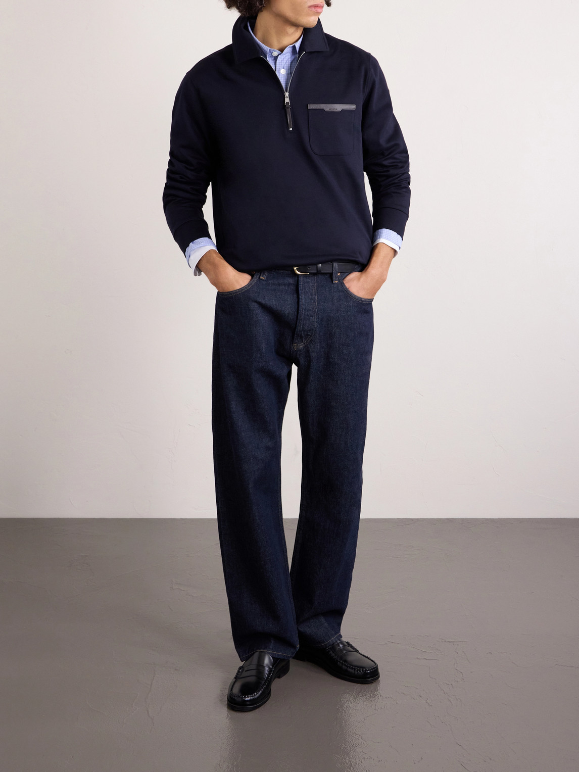 Cotton-Jersey Half-Zip Polo Shirt