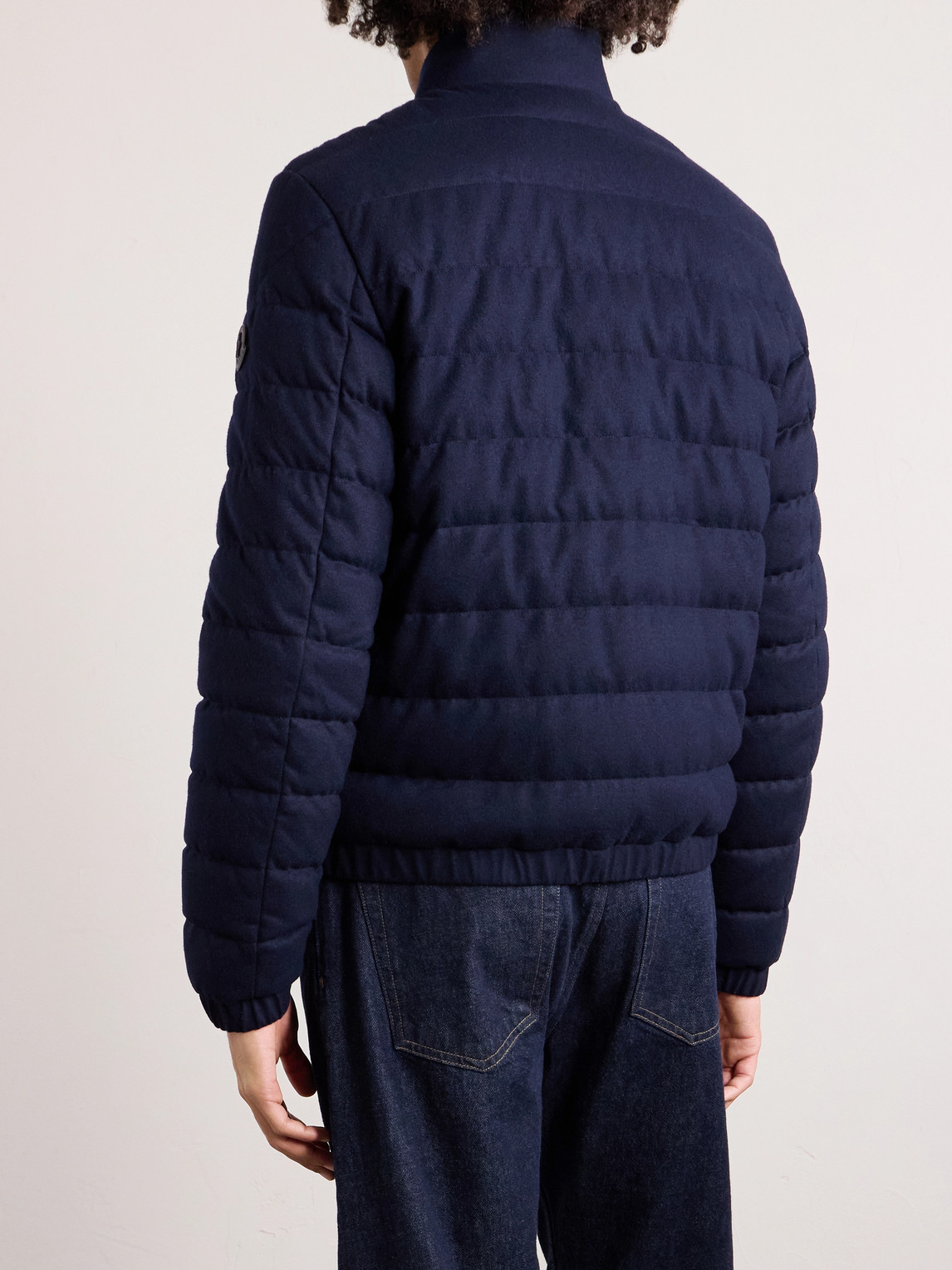 Luray Slim-Fit Leather-Trimmed Quilted Jersey Down Jacket