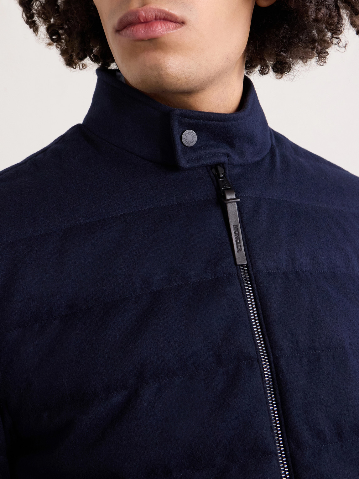 Luray Slim-Fit Leather-Trimmed Quilted Jersey Down Jacket