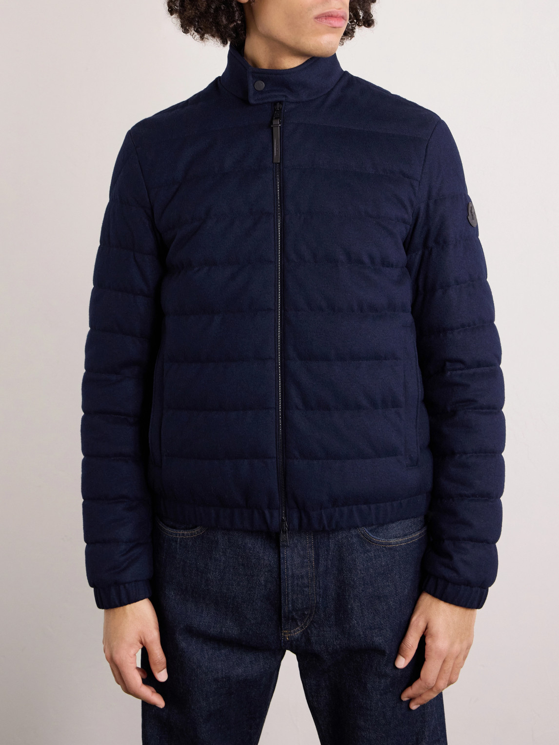 Luray Slim-Fit Leather-Trimmed Quilted Jersey Down Jacket