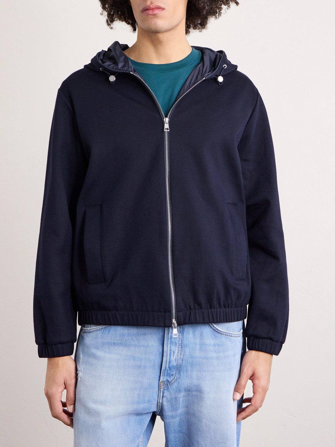 Cotton-Blend Jersey Zip-Up Hoodie