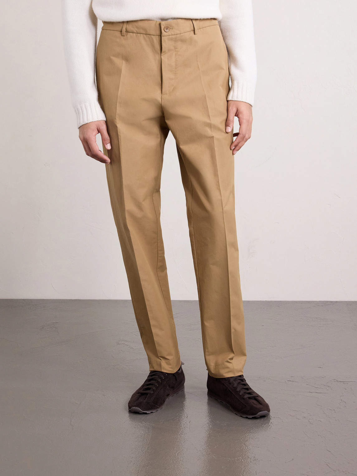 Straight-Leg Cotton-Blend Trousers