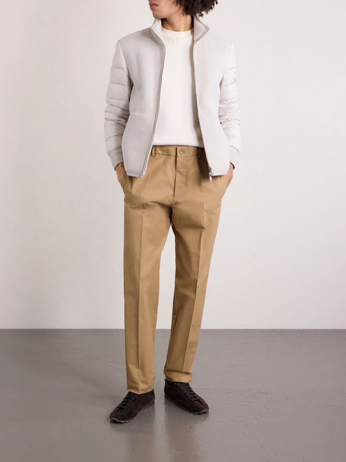Straight-Leg Cotton-Blend Trousers