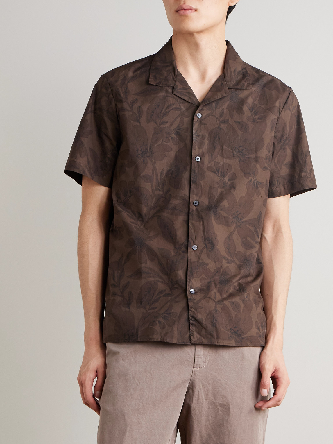 Mr P. - Camp-Collar Floral-Print Cotton Shirt