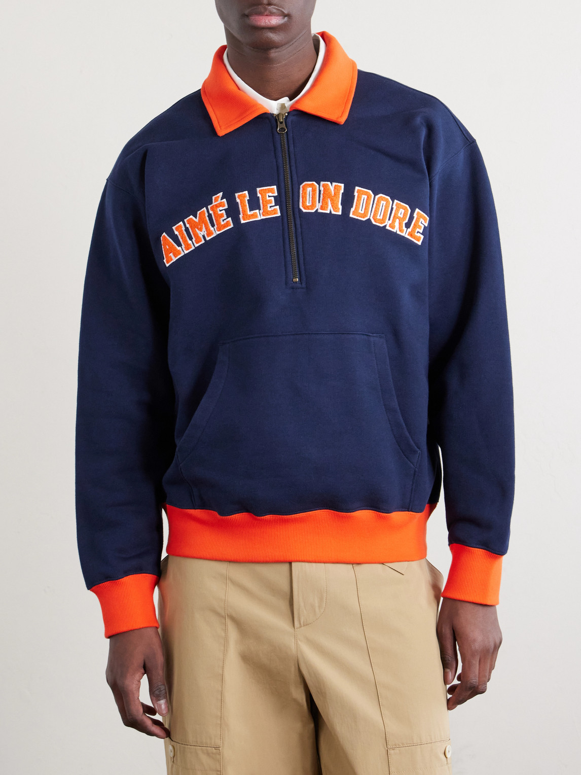 Aimé Leon Dore - Logo-Embroidered Cotton-Jersey Half-Zip Sweatshirt