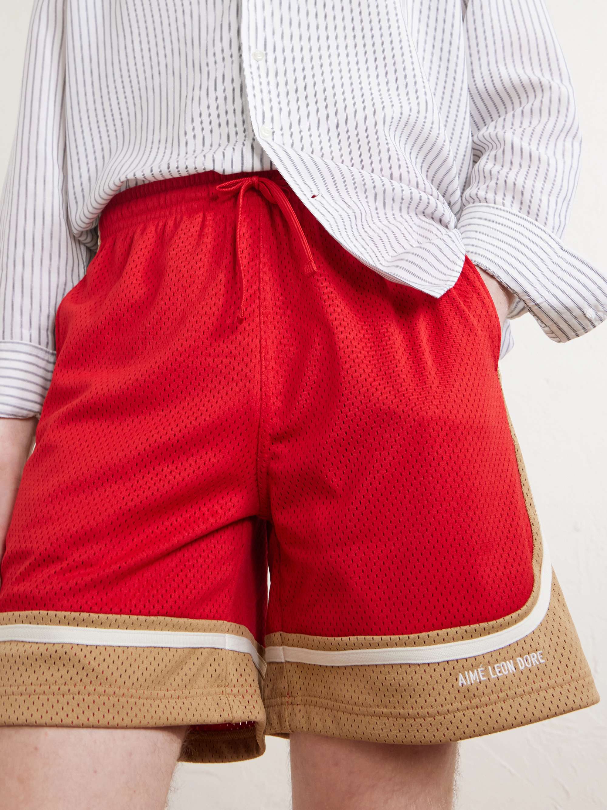 AIMÉ LEON DORE Novelty Straight-Leg Logo-Embroidered Mesh