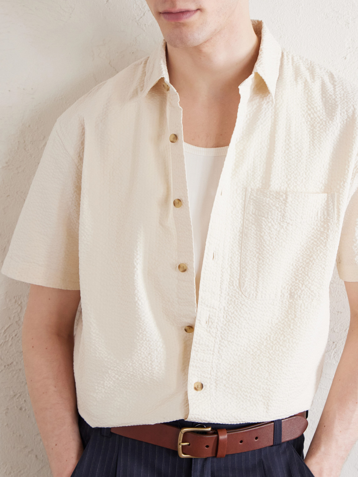 Aimé Leon Dore - Cropped Cotton-Seersucker Shirt
