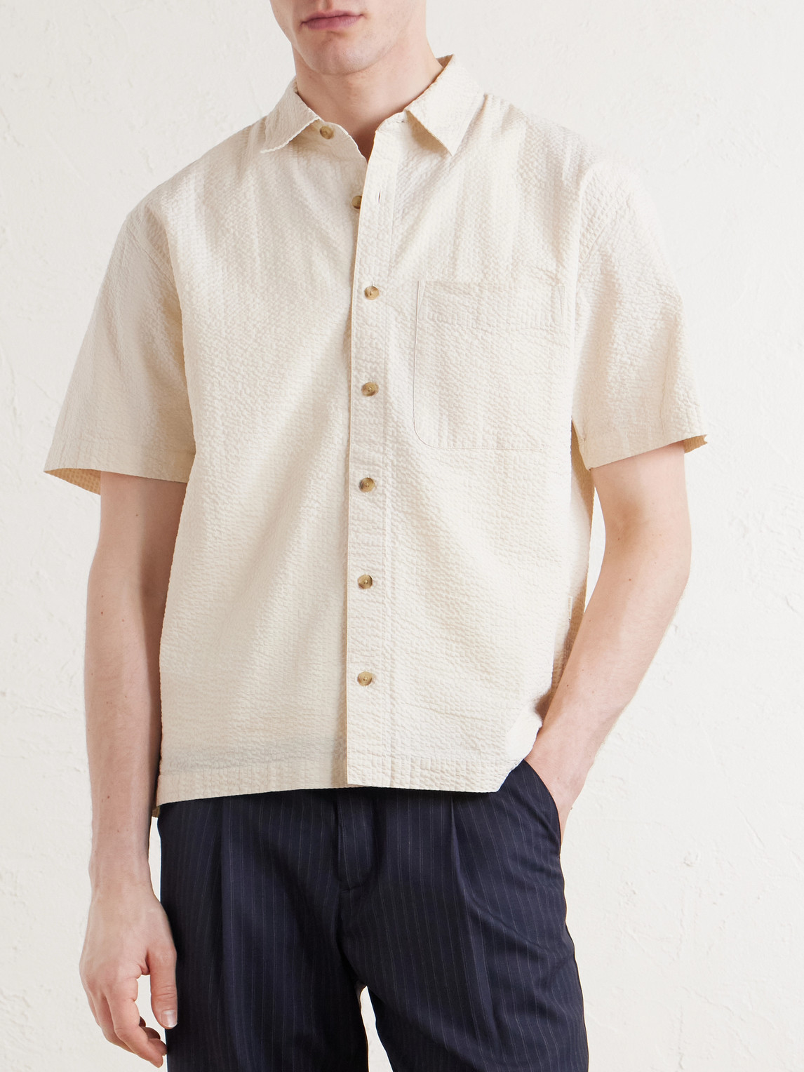 Aimé Leon Dore - Cropped Cotton-Seersucker Shirt