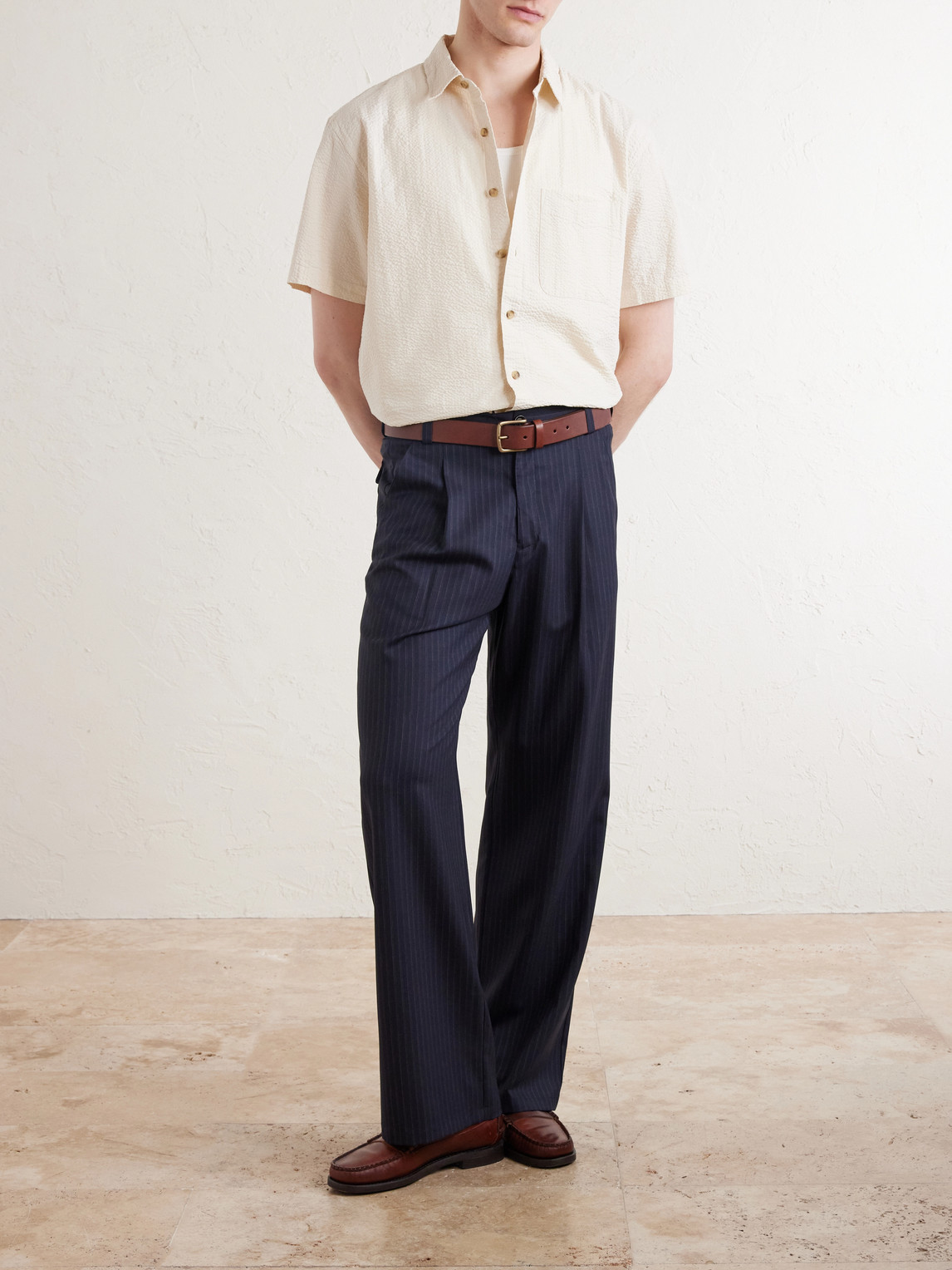 Aimé Leon Dore - Cropped Cotton-Seersucker Shirt