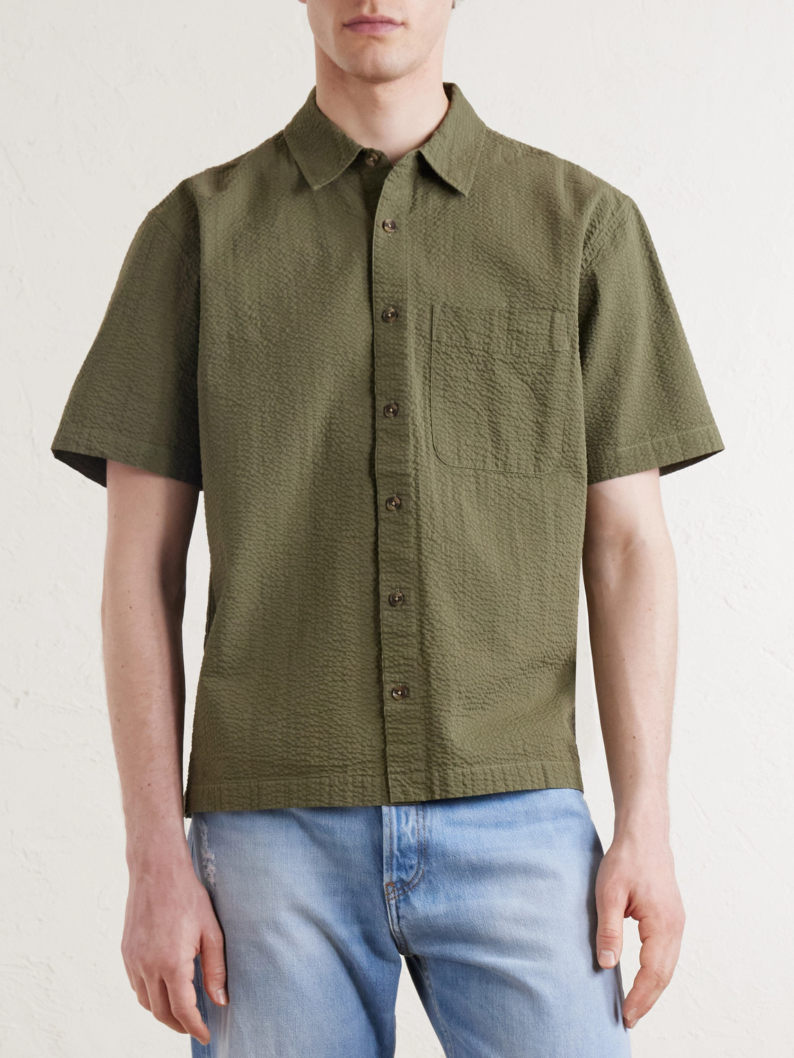 Aimé Leon Dore - Cropped Cotton-Seersucker Shirt