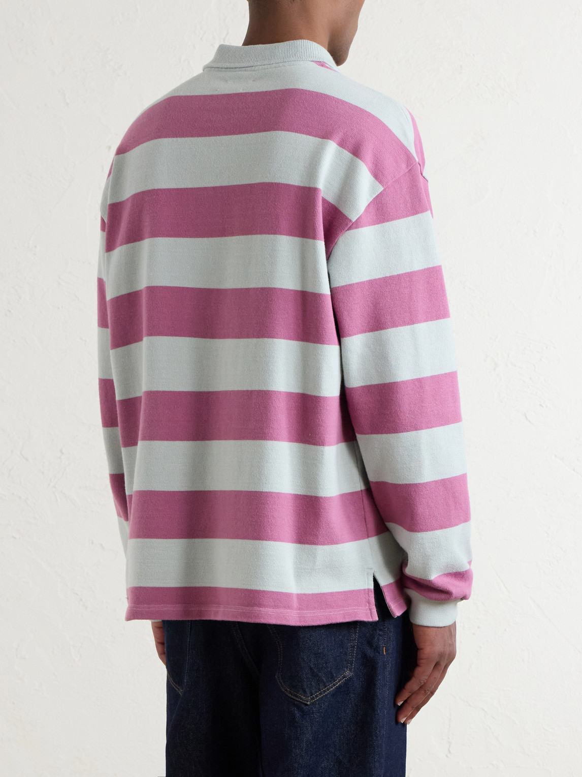 Aimé Leon Dore - Striped Cotton-Jersey Polo Sweater
