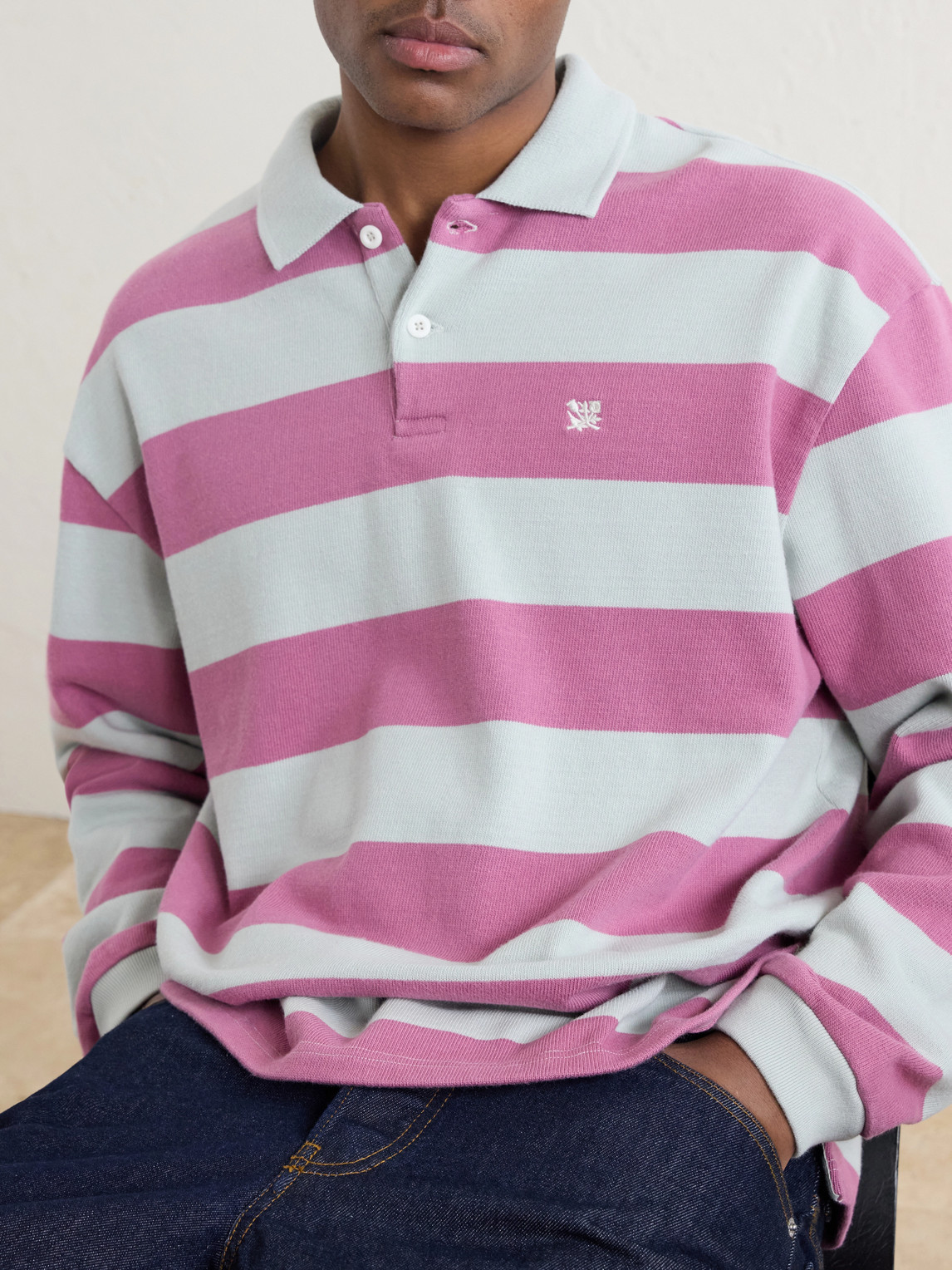 Aimé Leon Dore - Striped Cotton-Jersey Polo Sweater