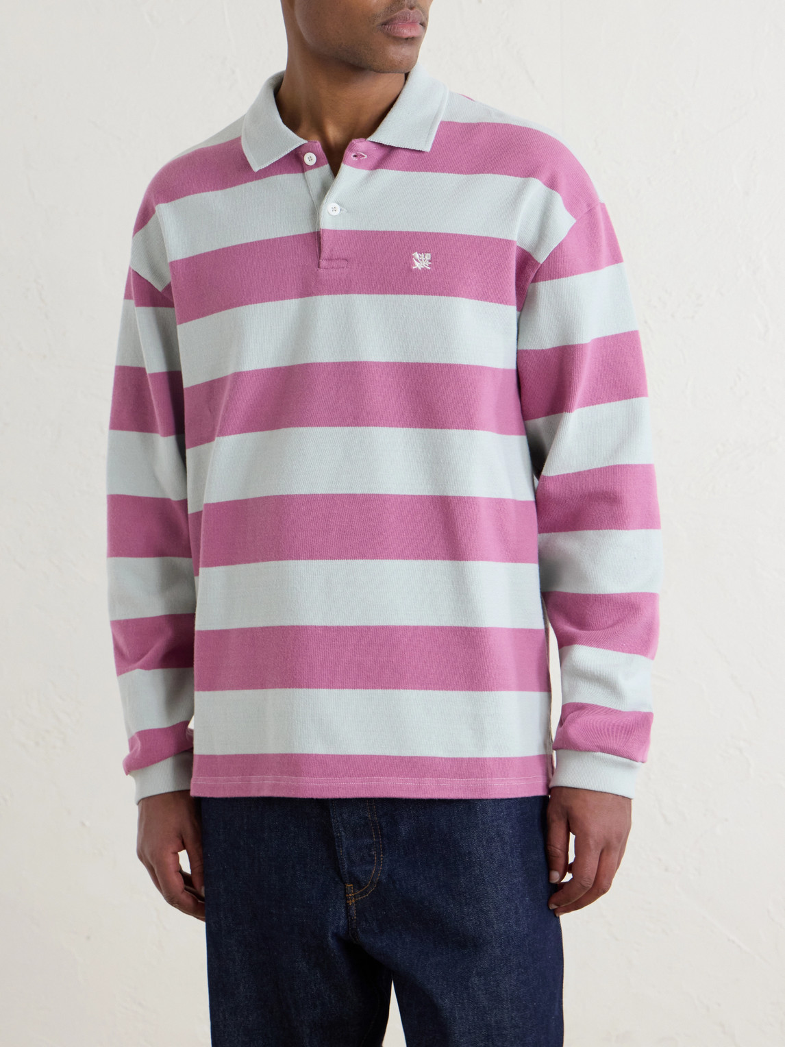 Aimé Leon Dore - Striped Cotton-Jersey Polo Sweater