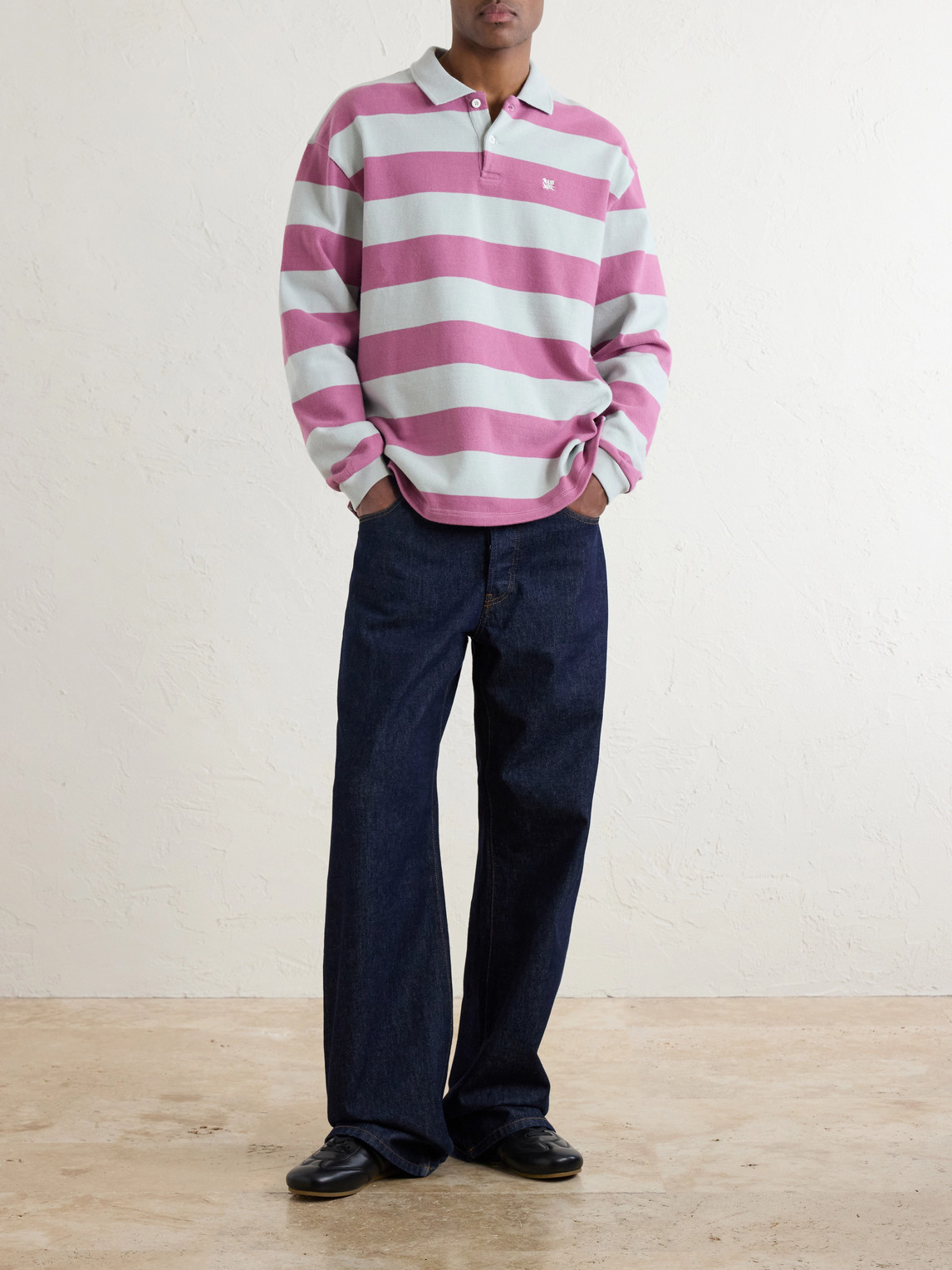 Aimé Leon Dore - Striped Cotton-Jersey Polo Sweater