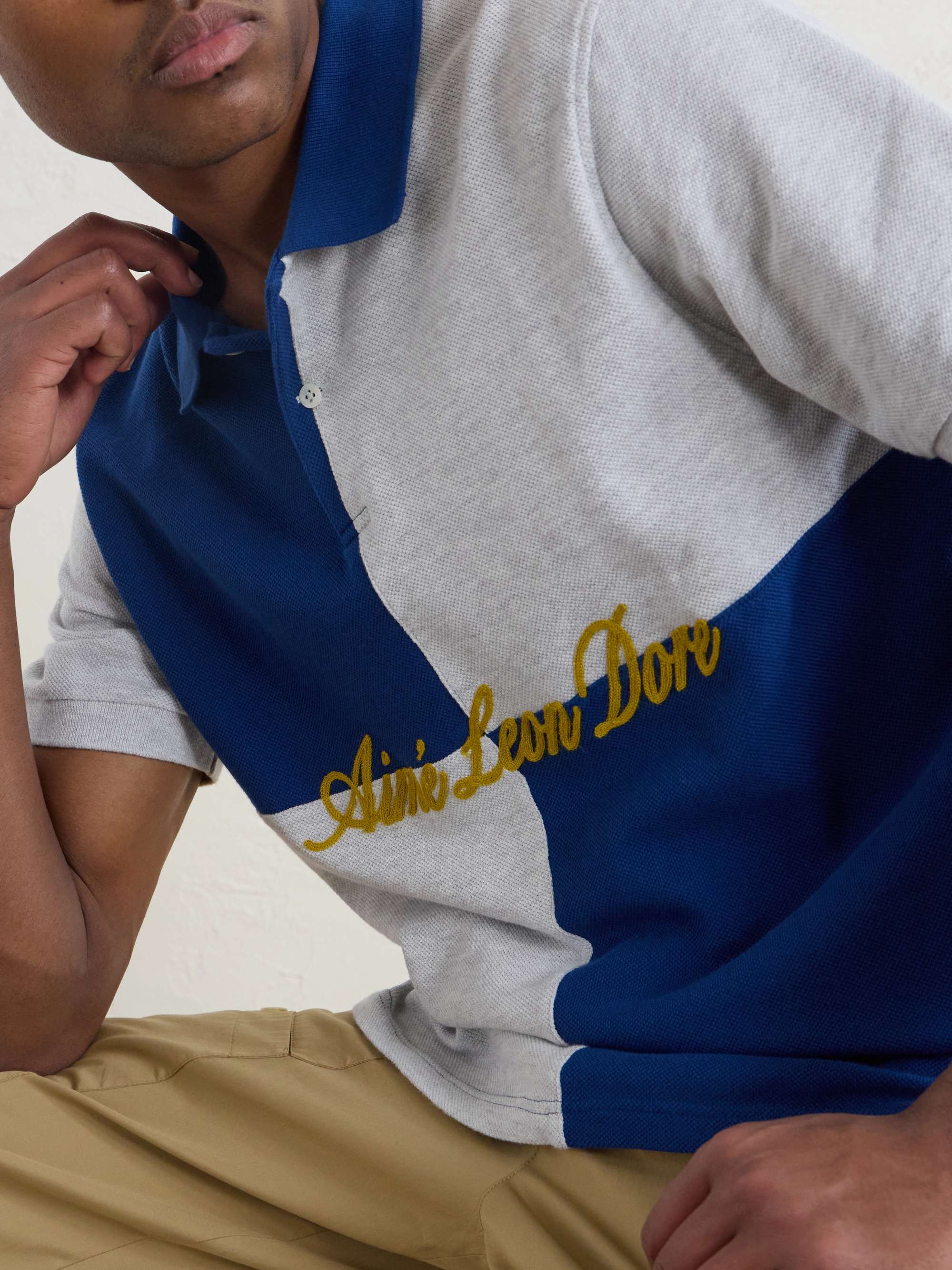 AIMÉ LEON DORE Logo-Embroidered Colour-Block Cotton-Piqué Polo