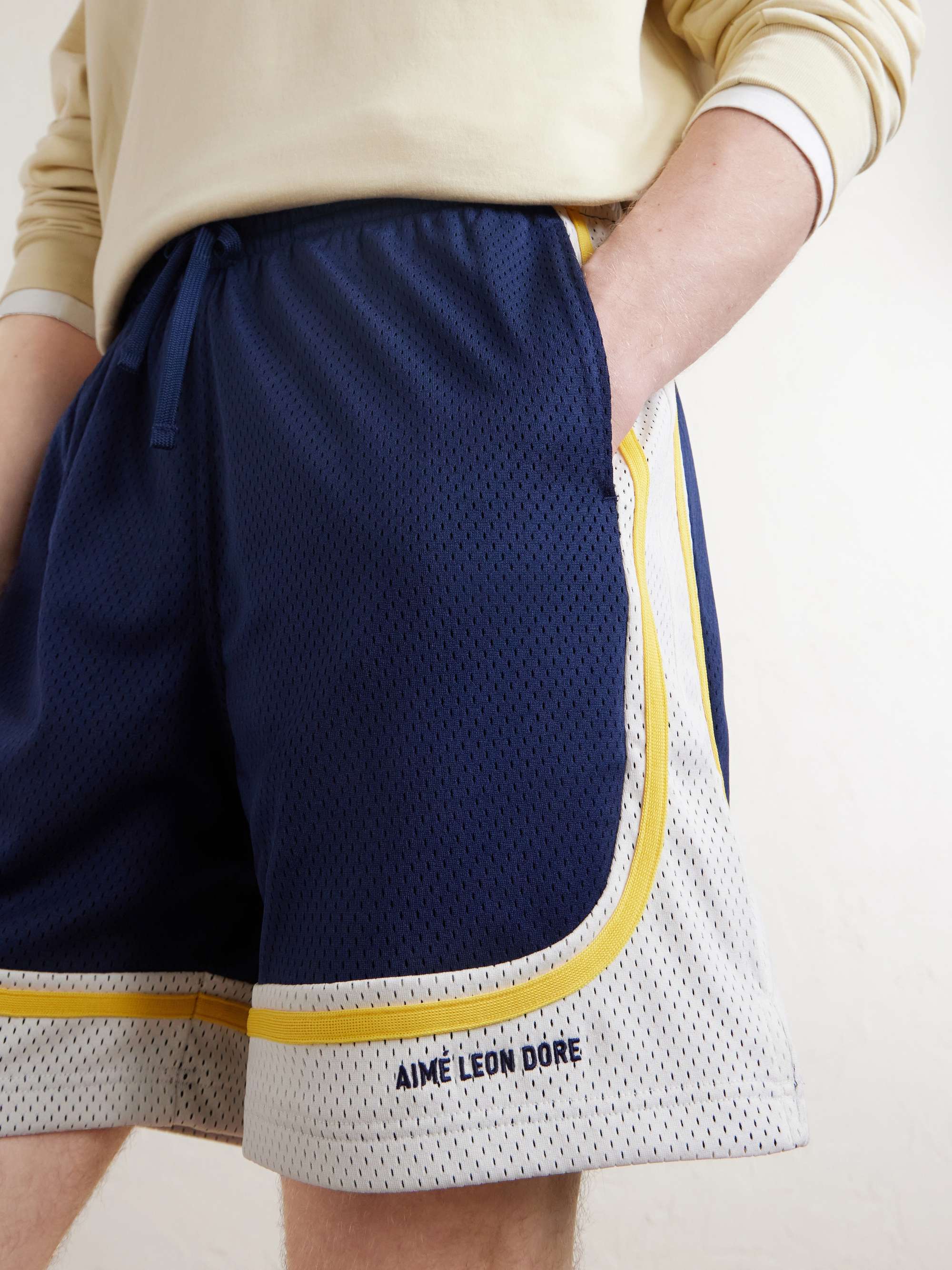 AIMÉ LEON DORE Novelty Straight-Leg Logo-Embroidered Mesh