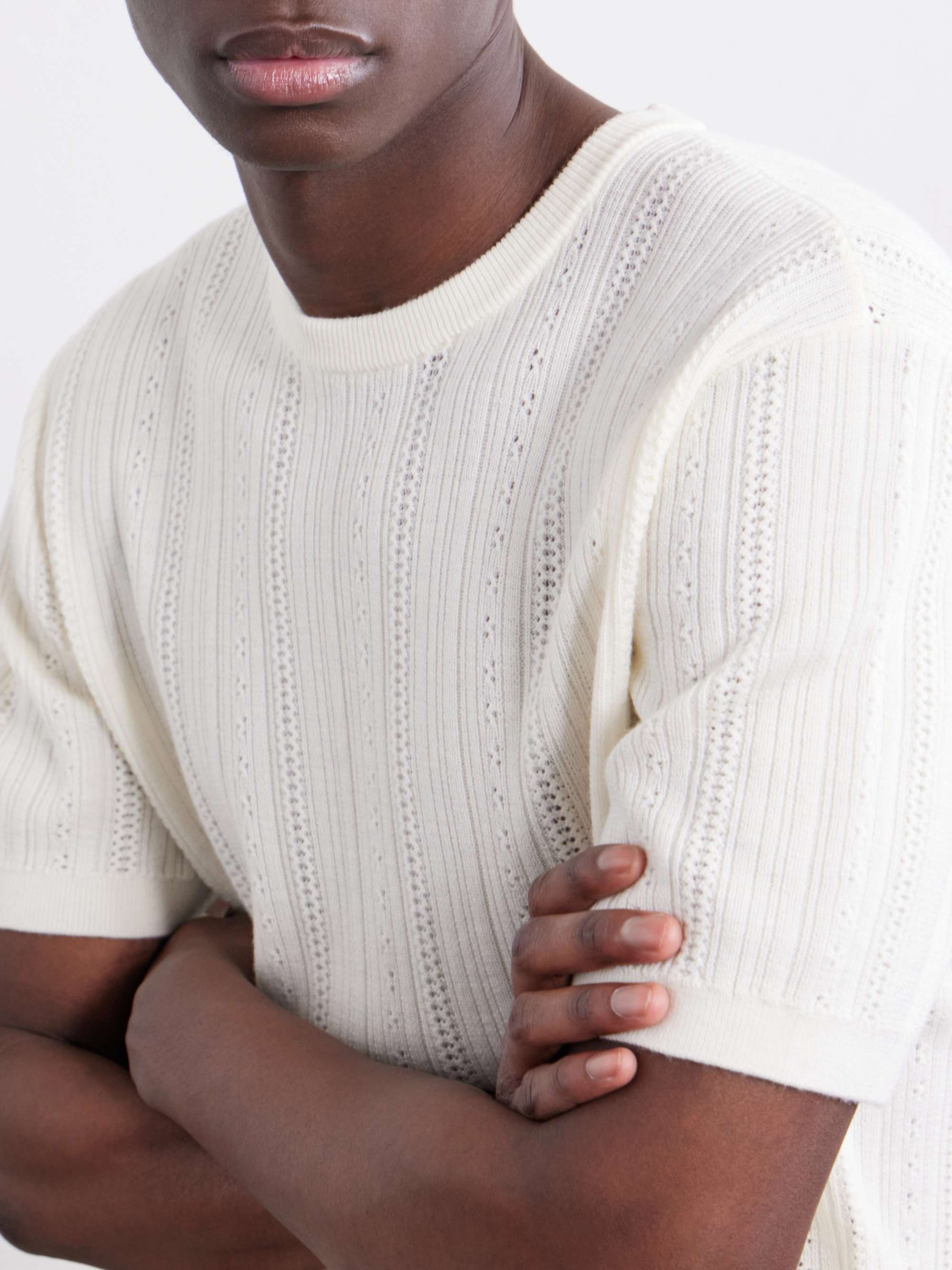トップス Aime Leon Dore Pointelle Knit Merino AIMÉ LEON DORE Striped Pointelle-Knit Merino Wool T-Shirt for Men