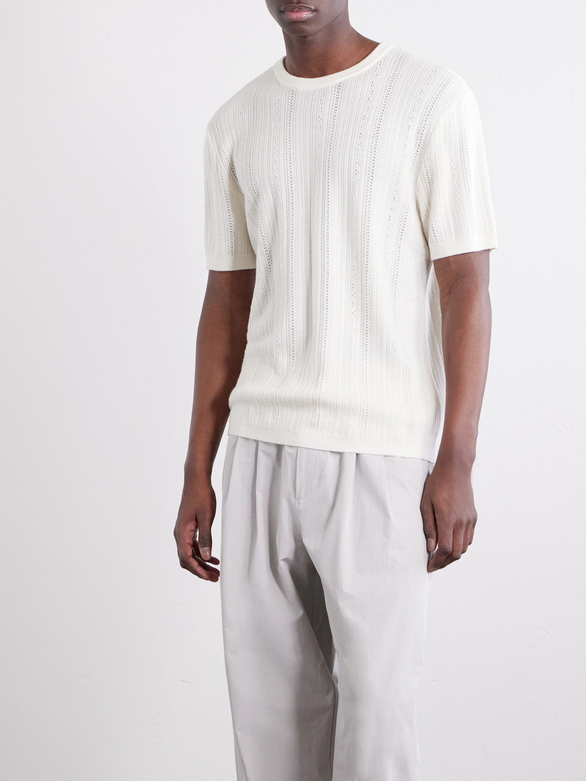 Aimé Leon Dore - Striped Pointelle-Knit Merino T-Shirt