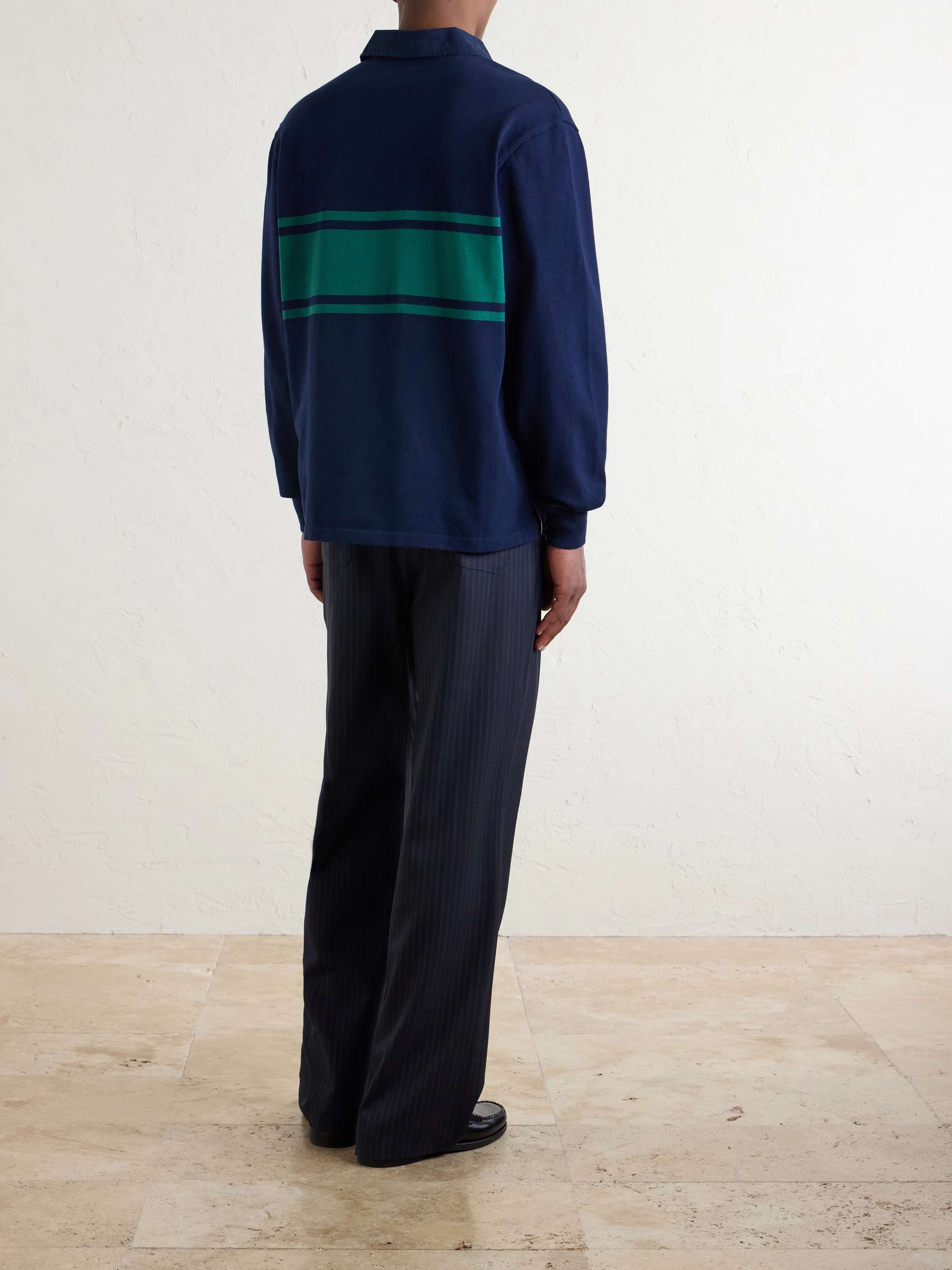AIMÉ LEON DORE Logo-Embroidered Cotton-Jersey Polo Sweater for Men
