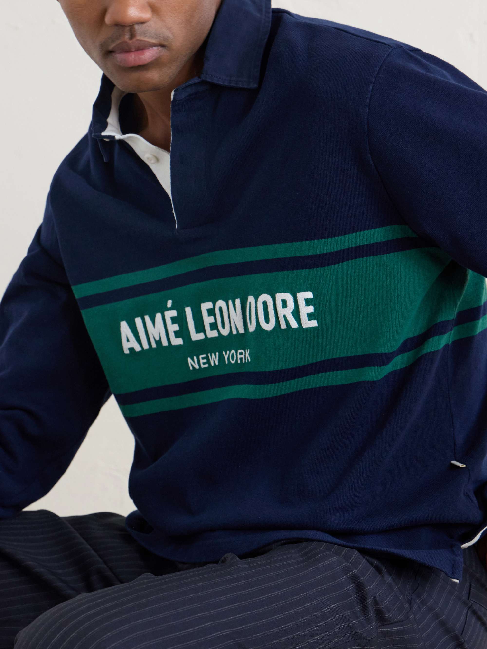 AIMÉ LEON DORE Logo-Embroidered Cotton-Jersey Polo Sweater for Men