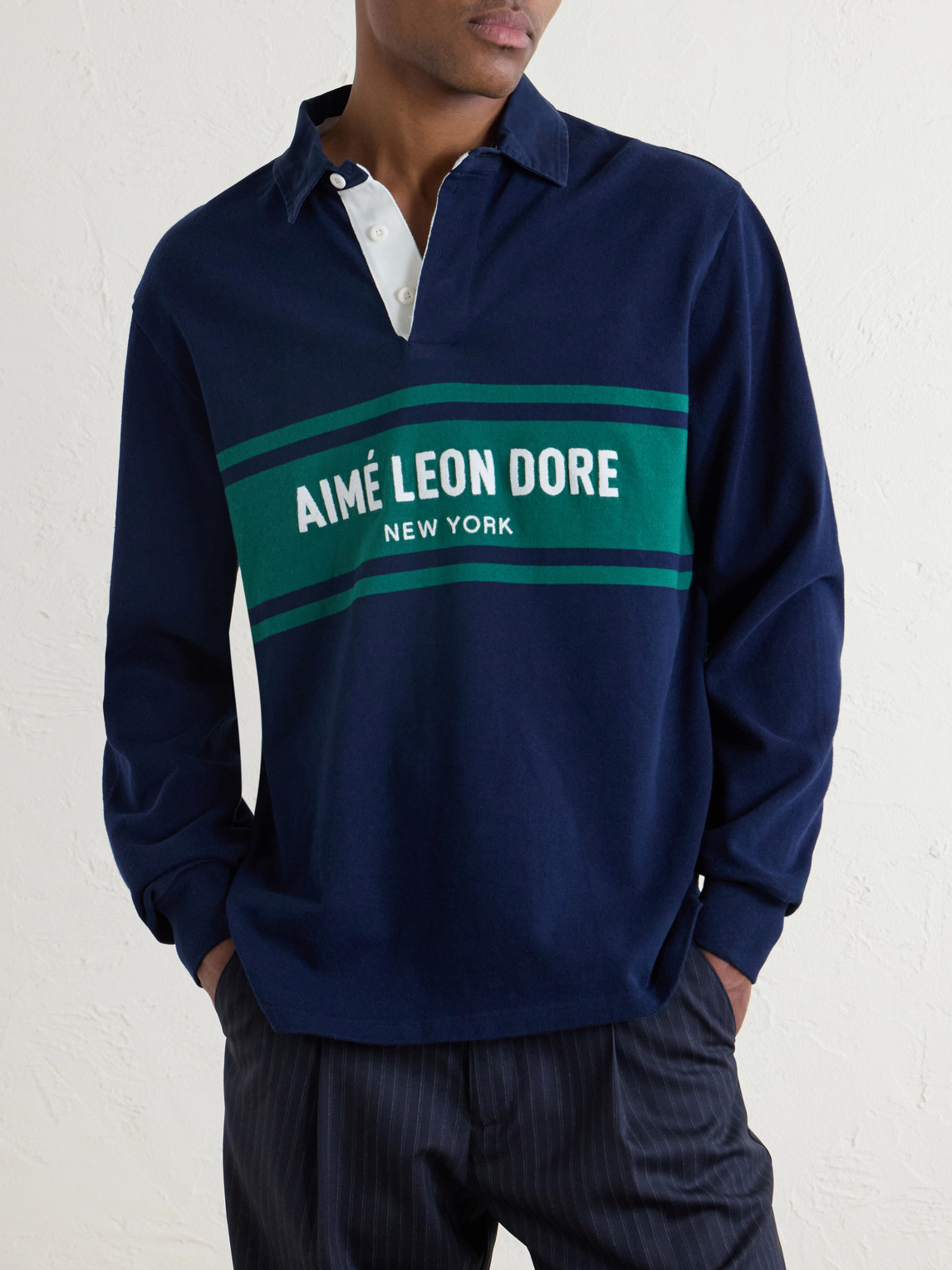 Aimé Leon Dore - Logo-Embroidered Cotton-Jersey Polo Sweater