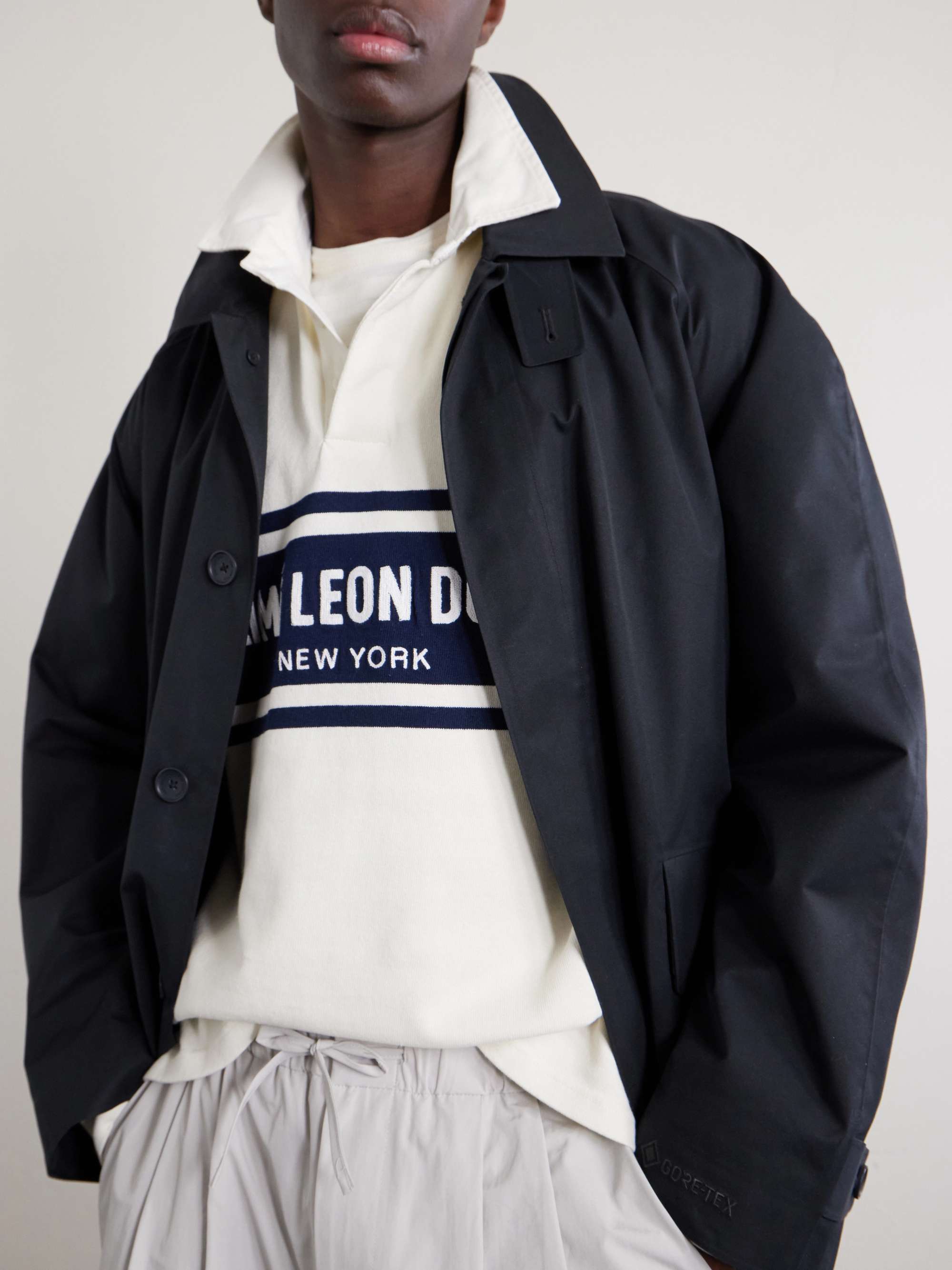 AIMÉ LEON DORE Logo-Embroidered Striped Cotton Polo Sweater for