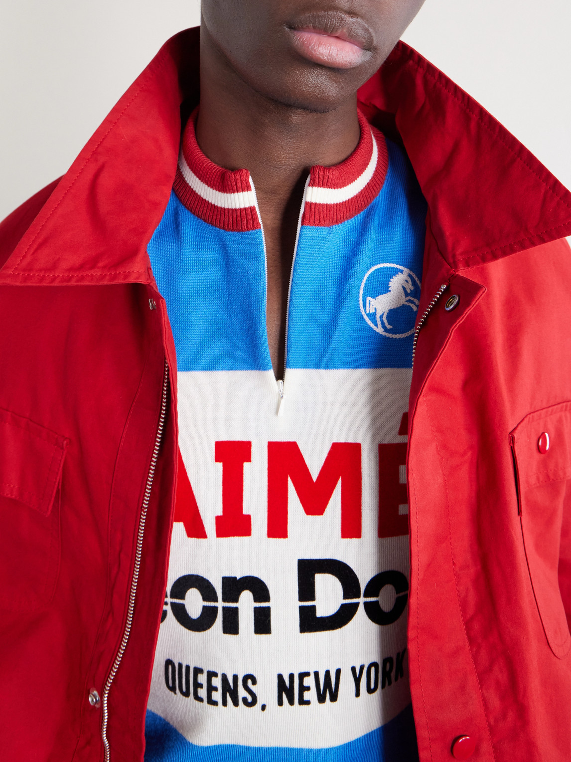 Aimé Leon Dore - Logo-Detailed Merino Wool Half-Zip T-Shirt