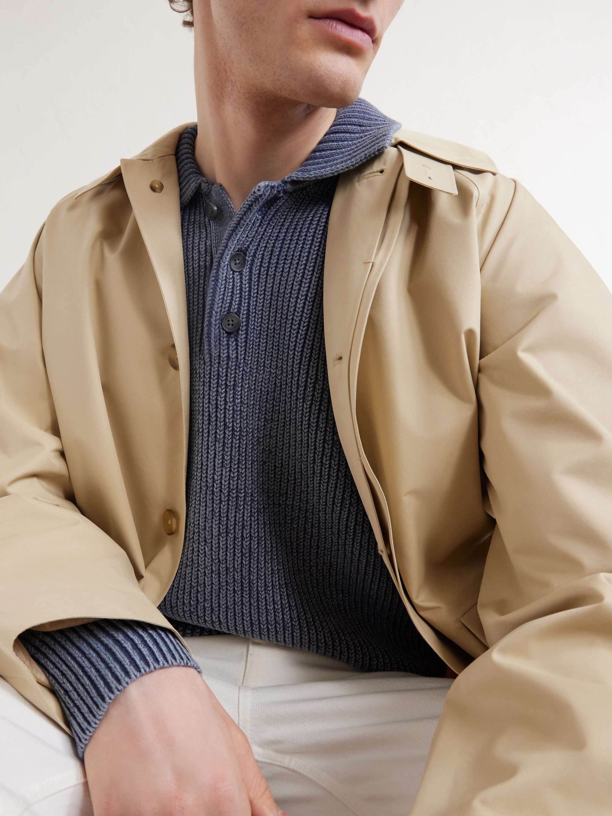 AIMÉ LEON DORE Knitted Cotton-Blend Polo Sweater for Men | MR PORTER