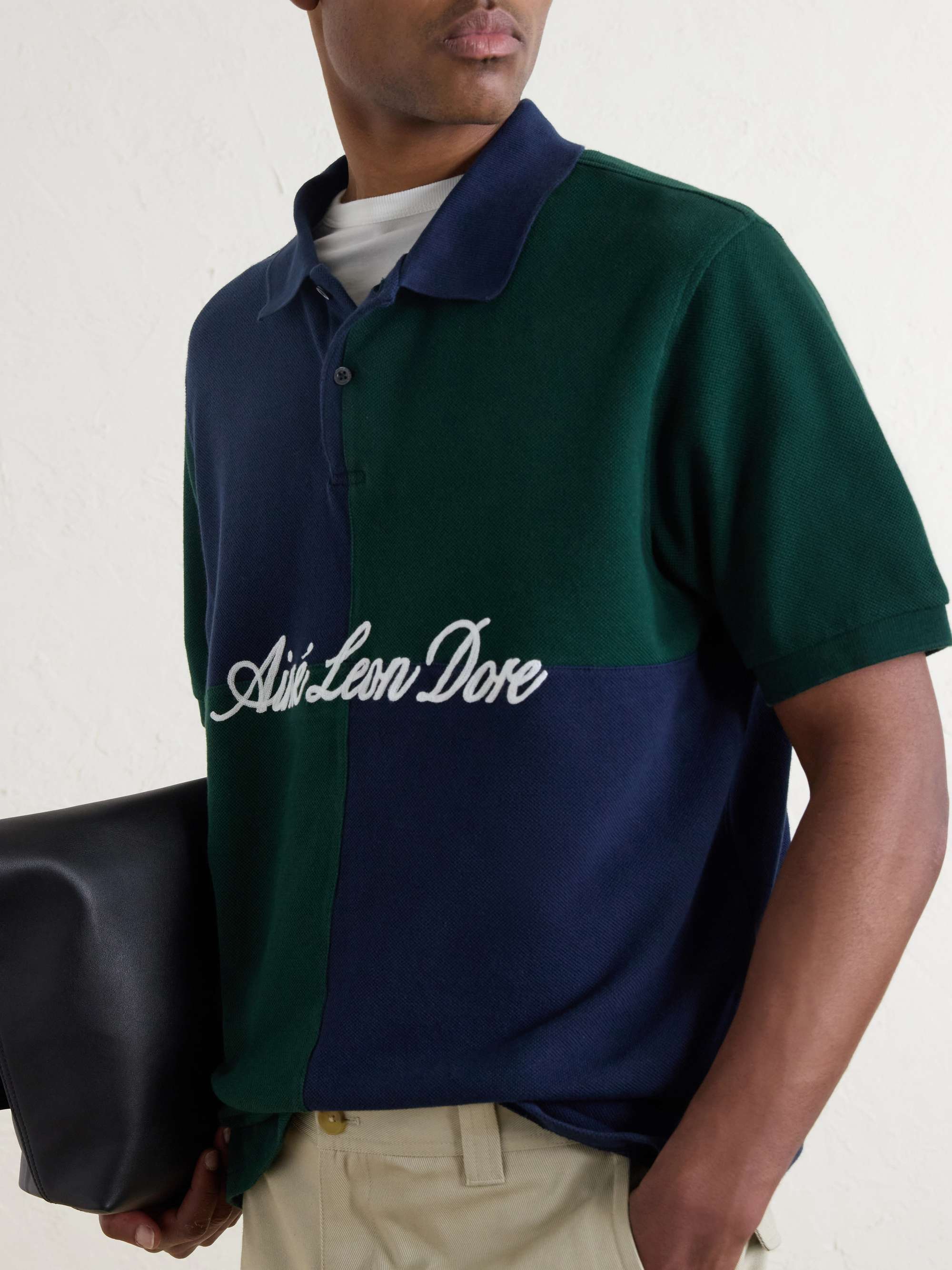 AIMÉ LEON DORE Logo-Embroidered Colour-Block Cotton-Piqué Polo