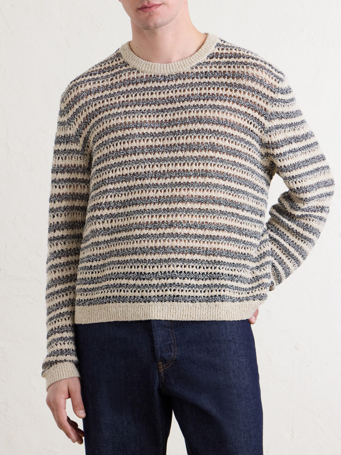 Aimé Leon Dore - Striped Open-Knit Cotton-Blend Sweater