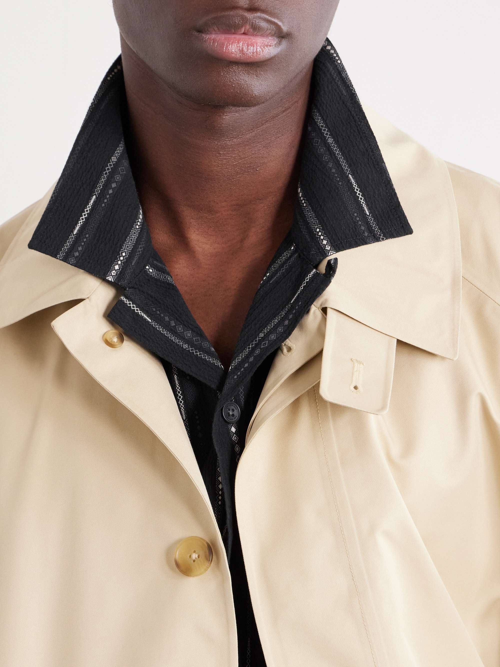 AIMÉ LEON DORE Camp-Collar Striped Cotton-Blend Jacquard Shirt for