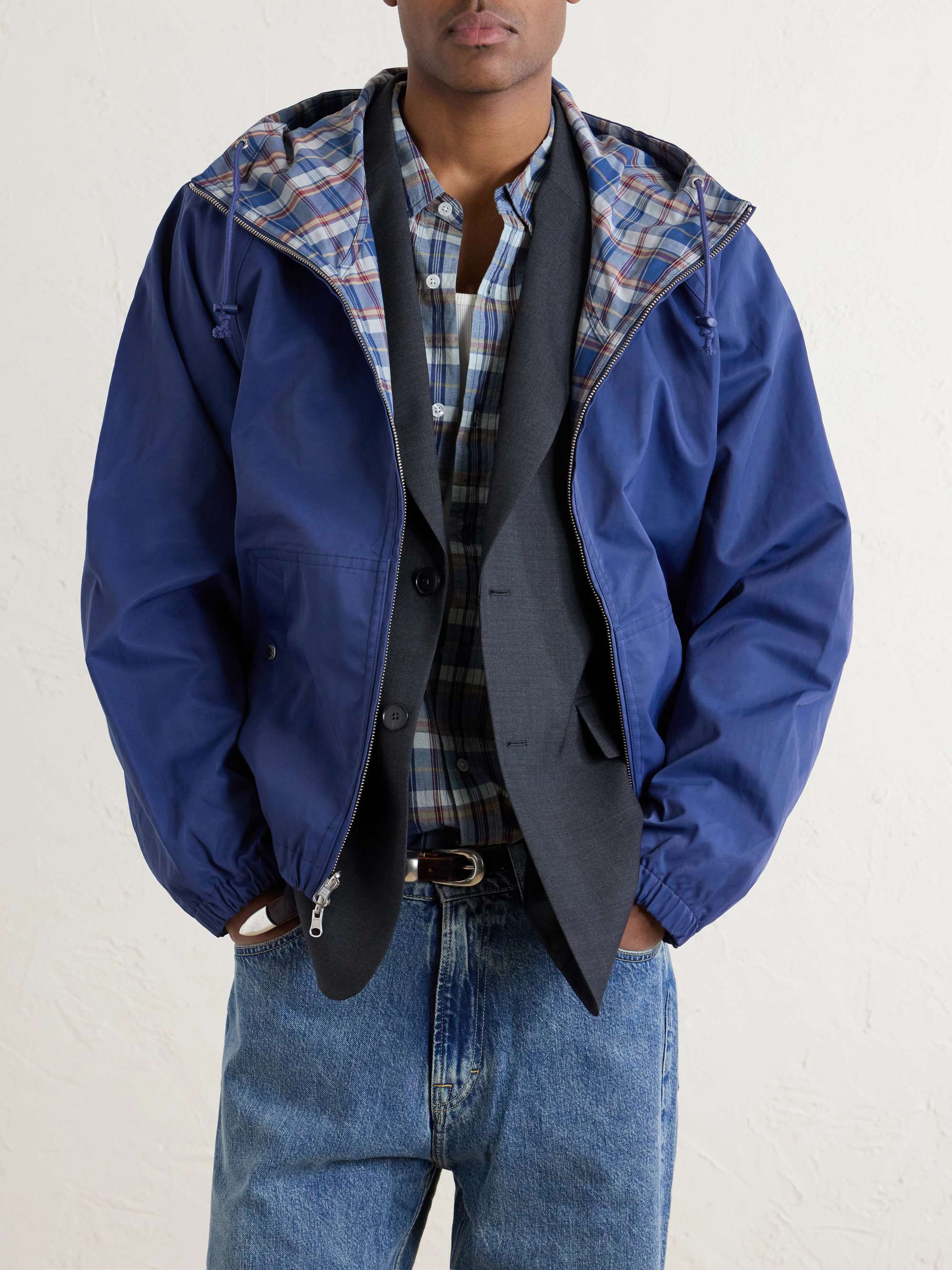 AIMÉ LEON DORE Reversible Checked Shell Windbreaker Jacket for Men