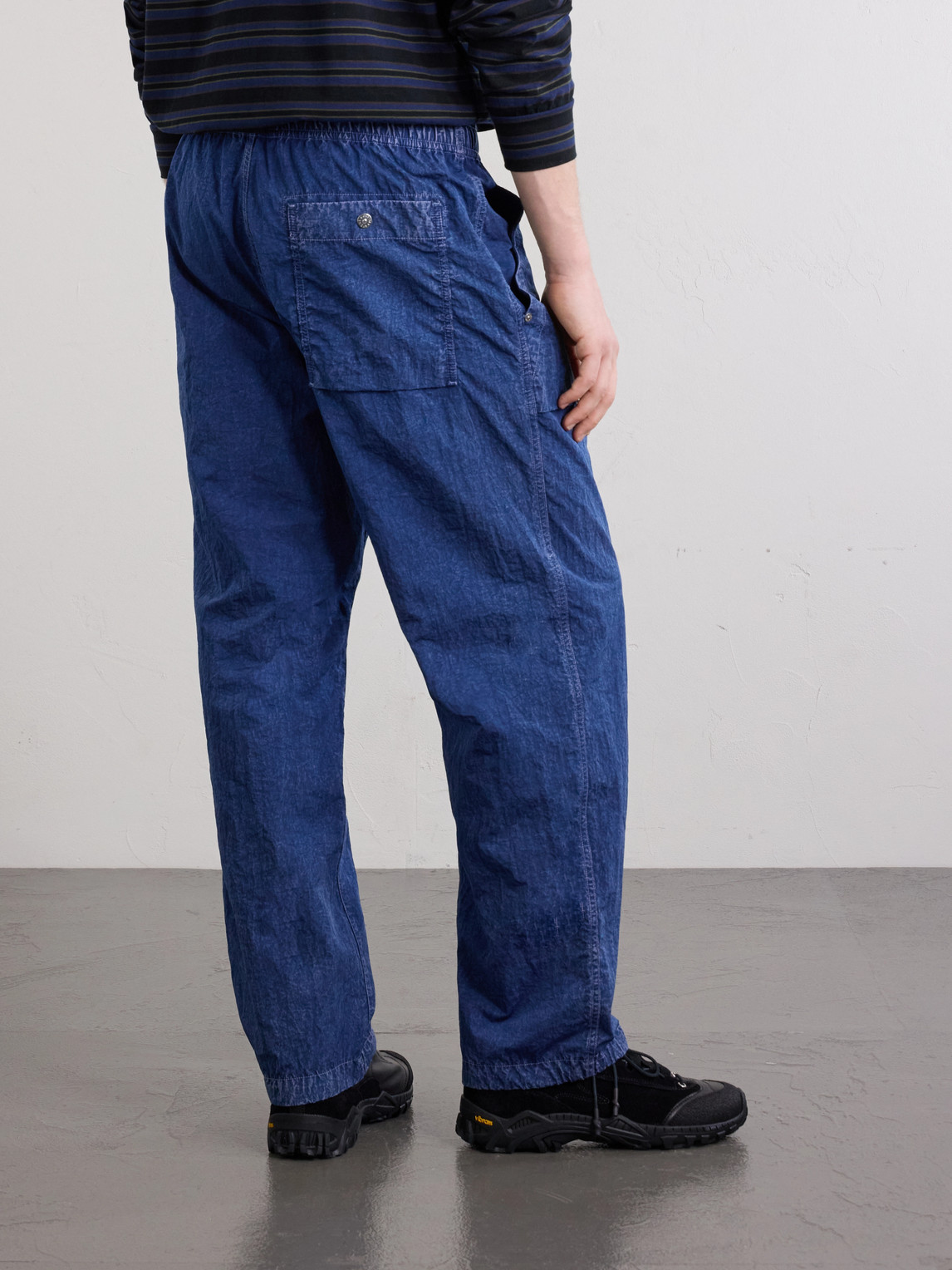 Denim Straight-Leg Crinkled Trousers