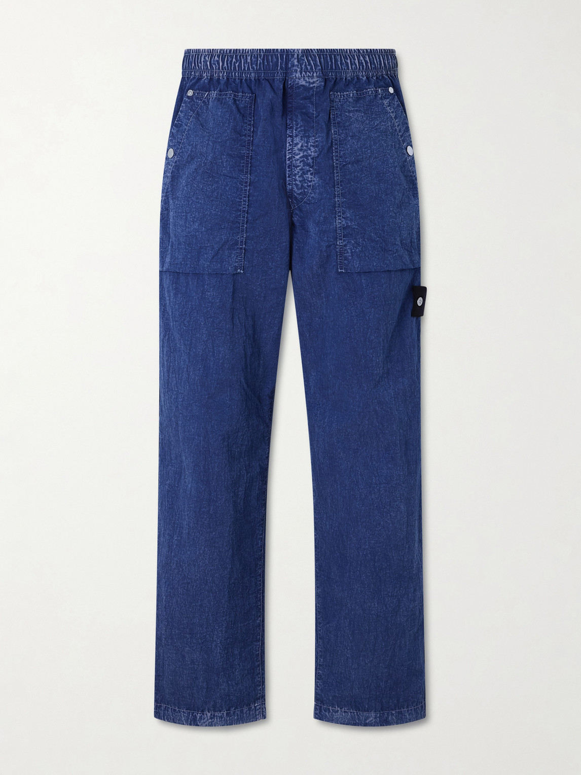 Denim Straight-Leg Crinkled Trousers