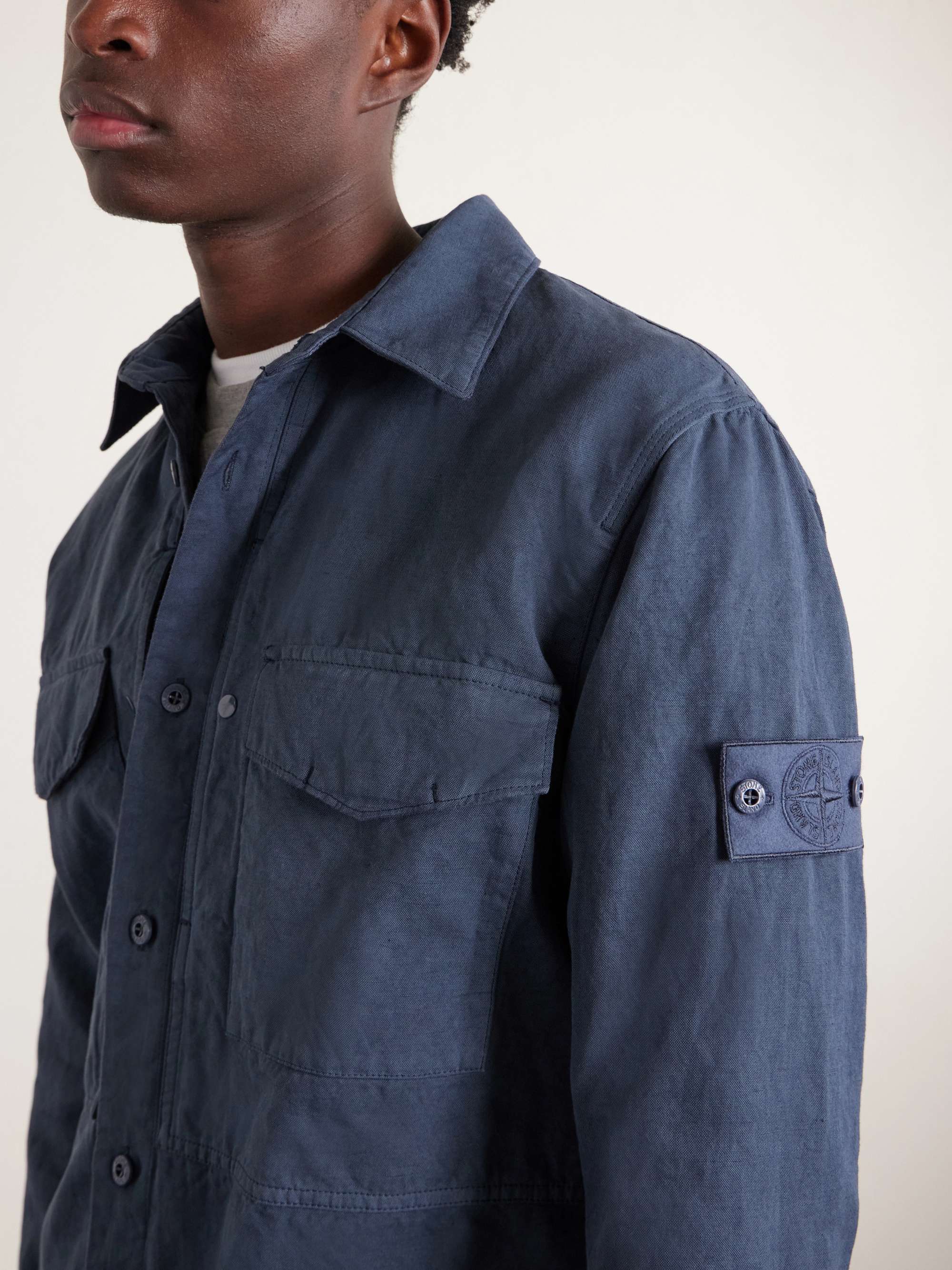 STONE  GHOST コットン＆リネンキャンバスシャツ STONE ISLAND STONE ISLAND GHOST Garment-Dyed Cotton and Linen
