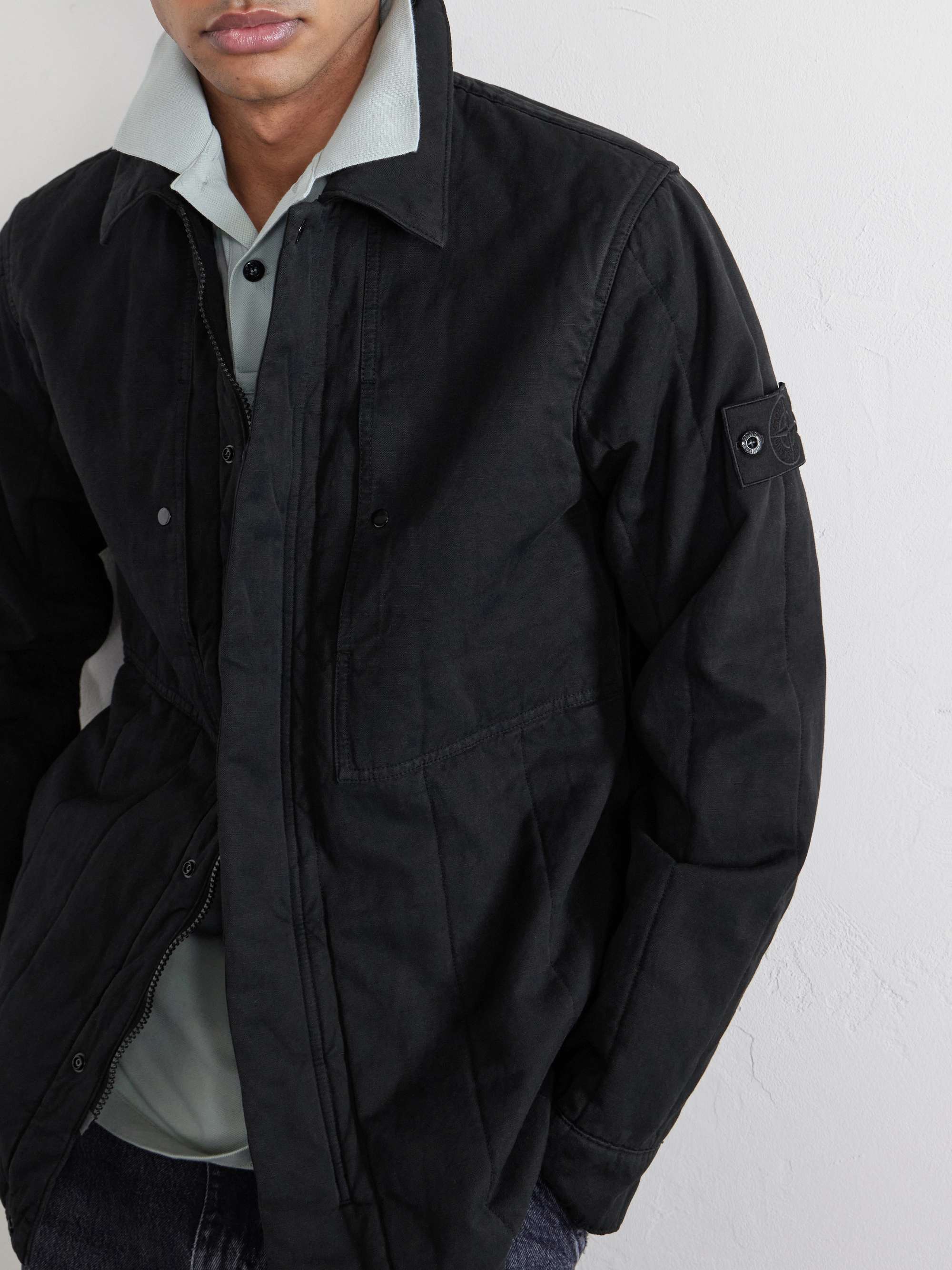 STONE ISLAND STONE ISLAND GHOST Appliquéd Padded Cotton and Linen